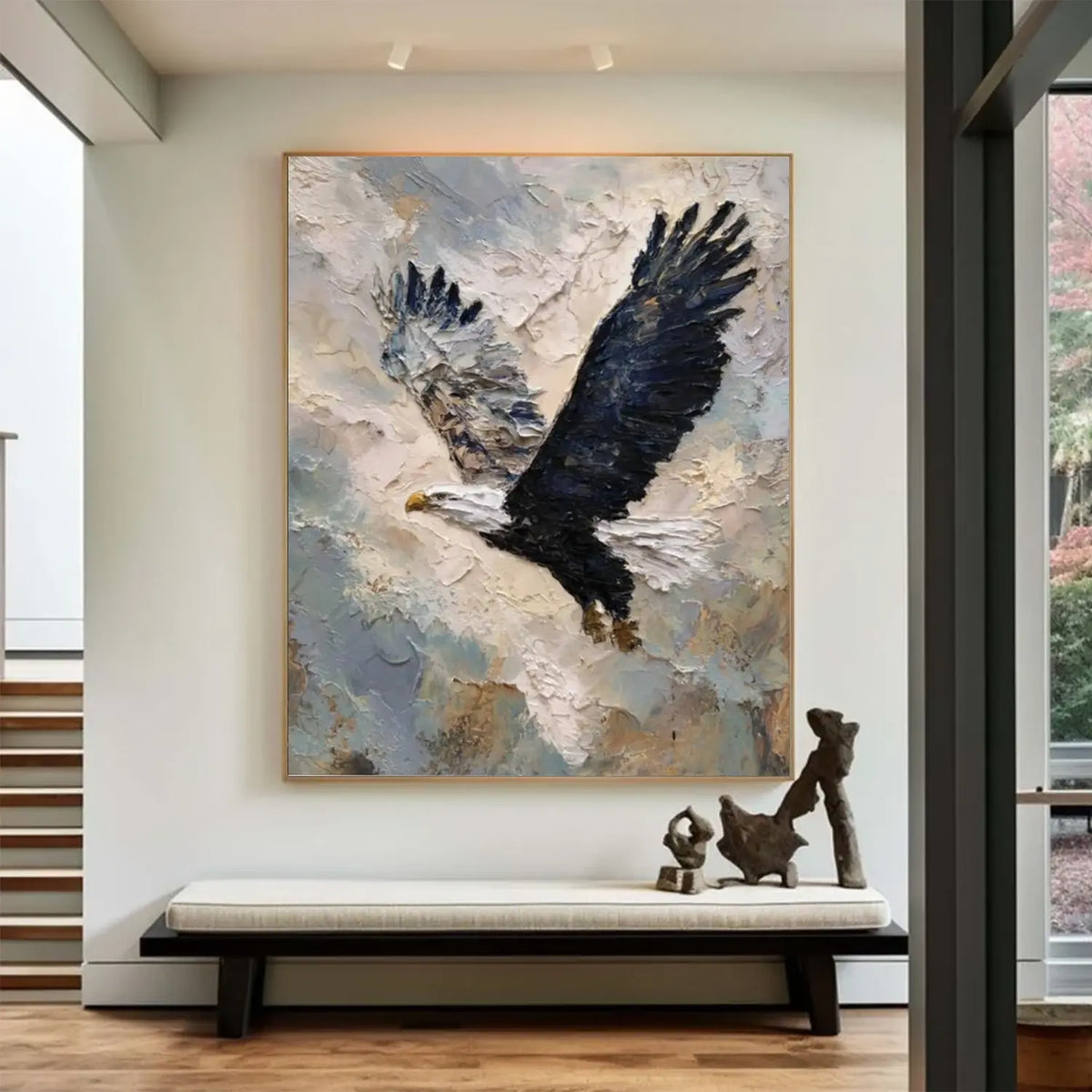 Abstract Animal Bald Eagle Textured Wall Art #AA025