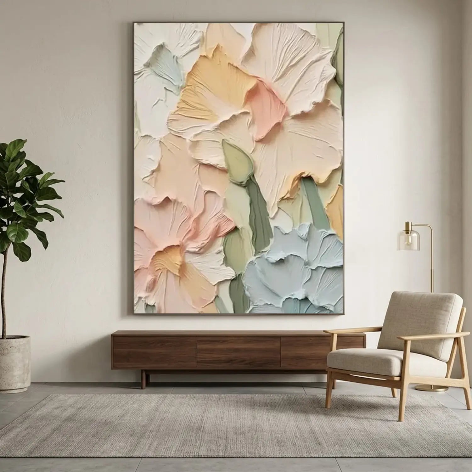 Colorful Flower Textured Painting Canvas