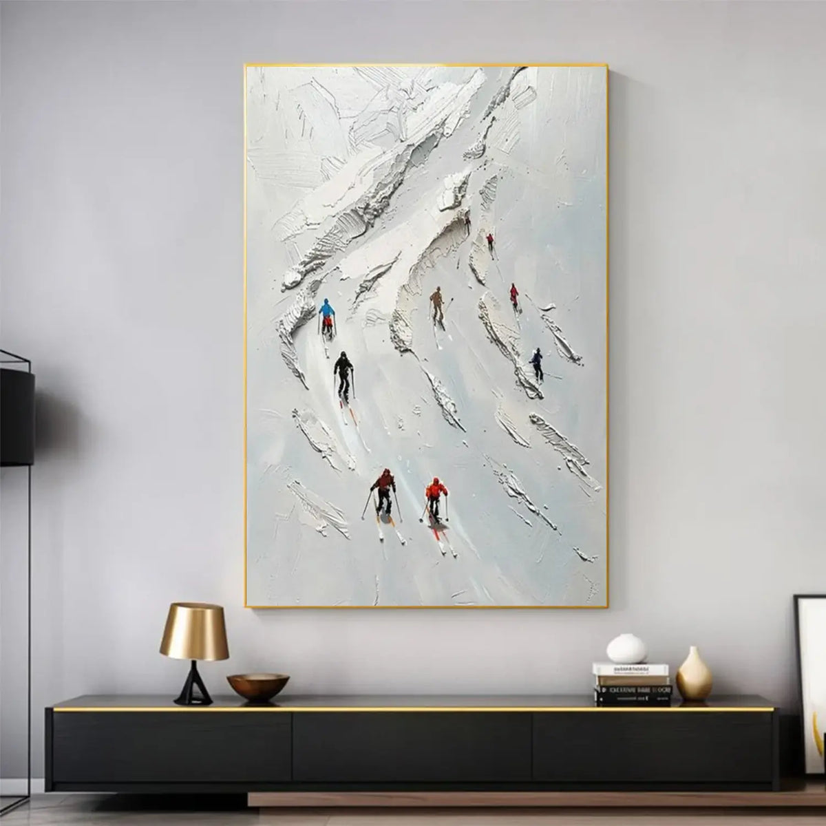 Skiing Sports Textured Wall Art #SC030