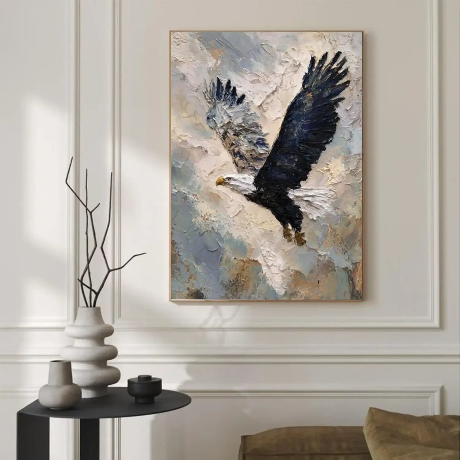 Abstract Animal Bald Eagle Textured Wall Art #AA025