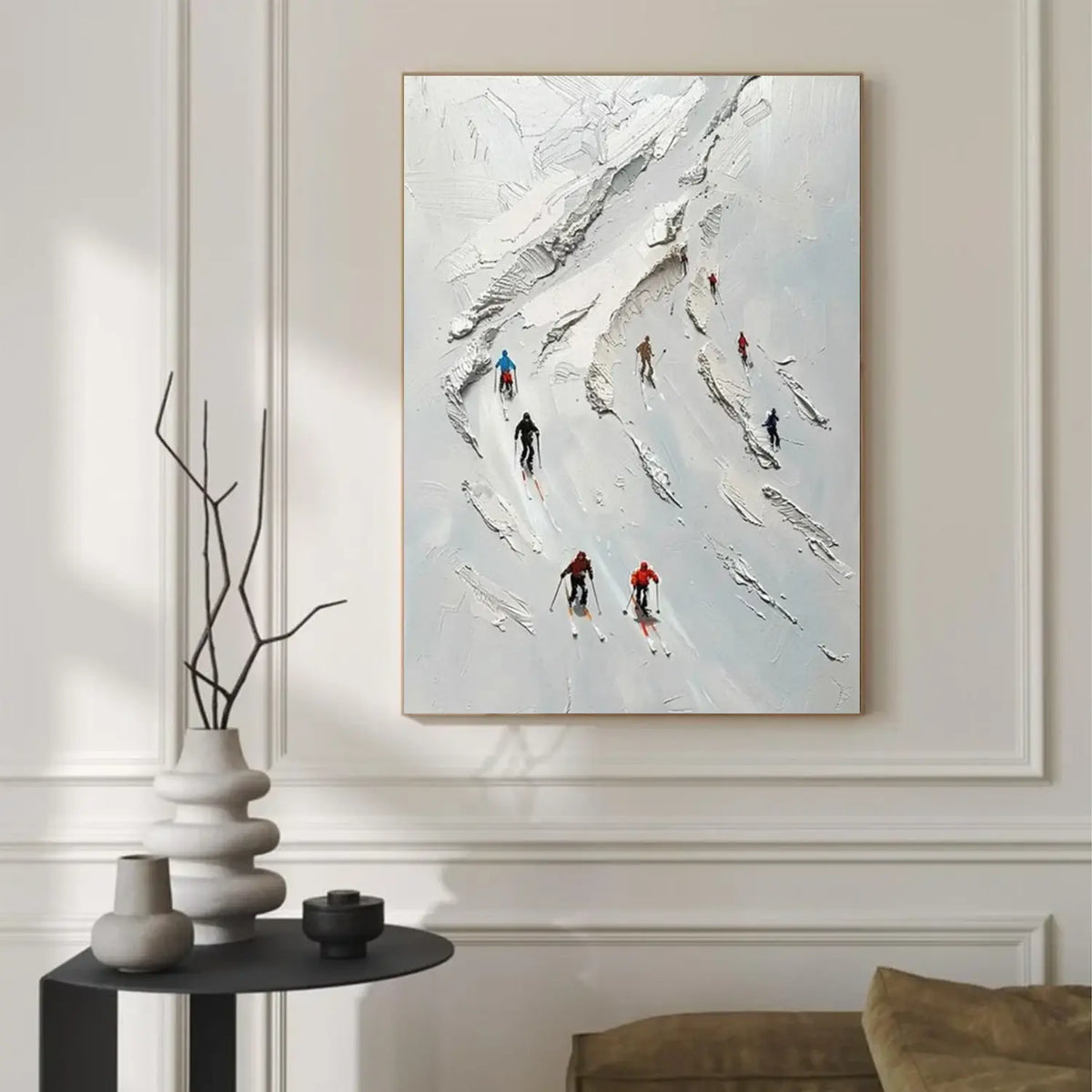 Skiing Sports Textured Wall Art #SC030