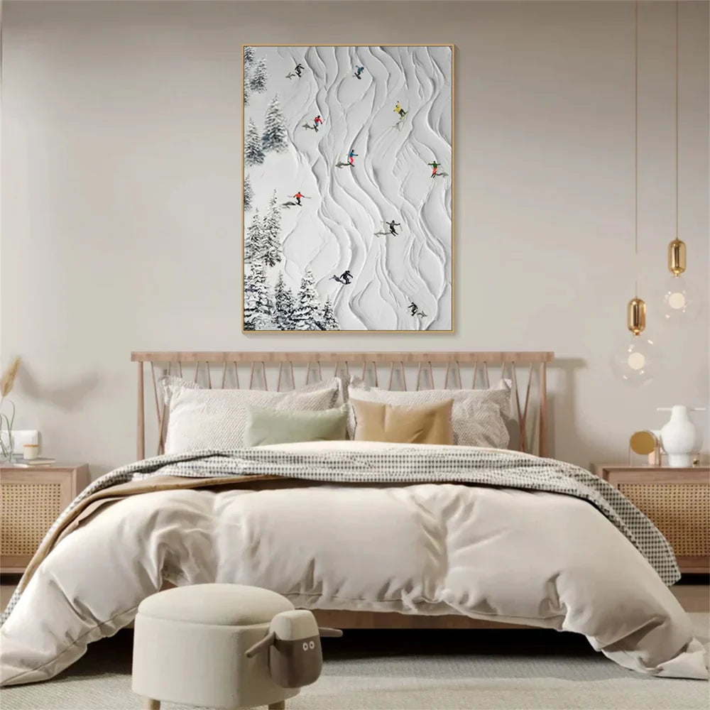 Skiing Sport Art Textured Painting Canvas #MM213