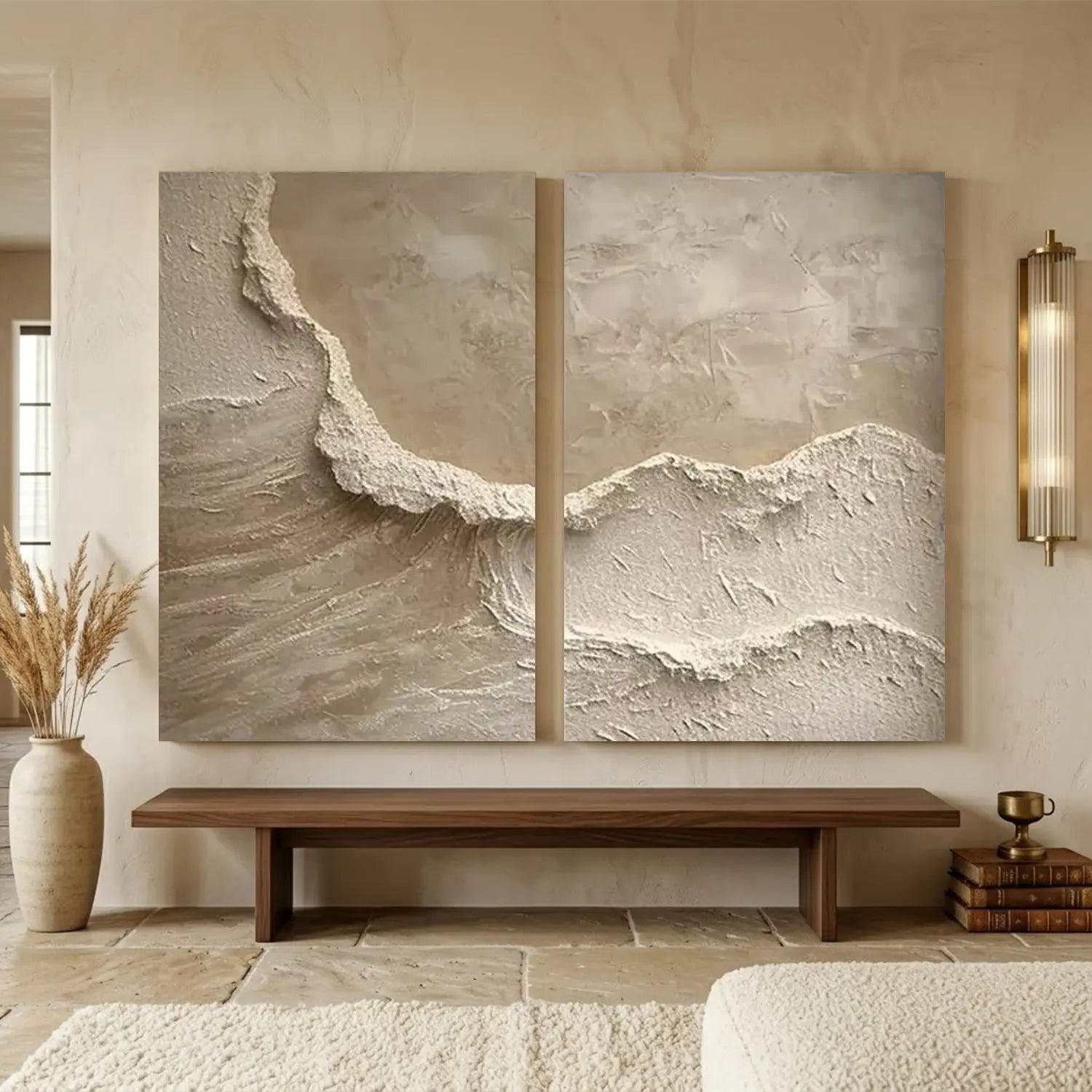 Ocean Textured Painting Canvas Set of 2