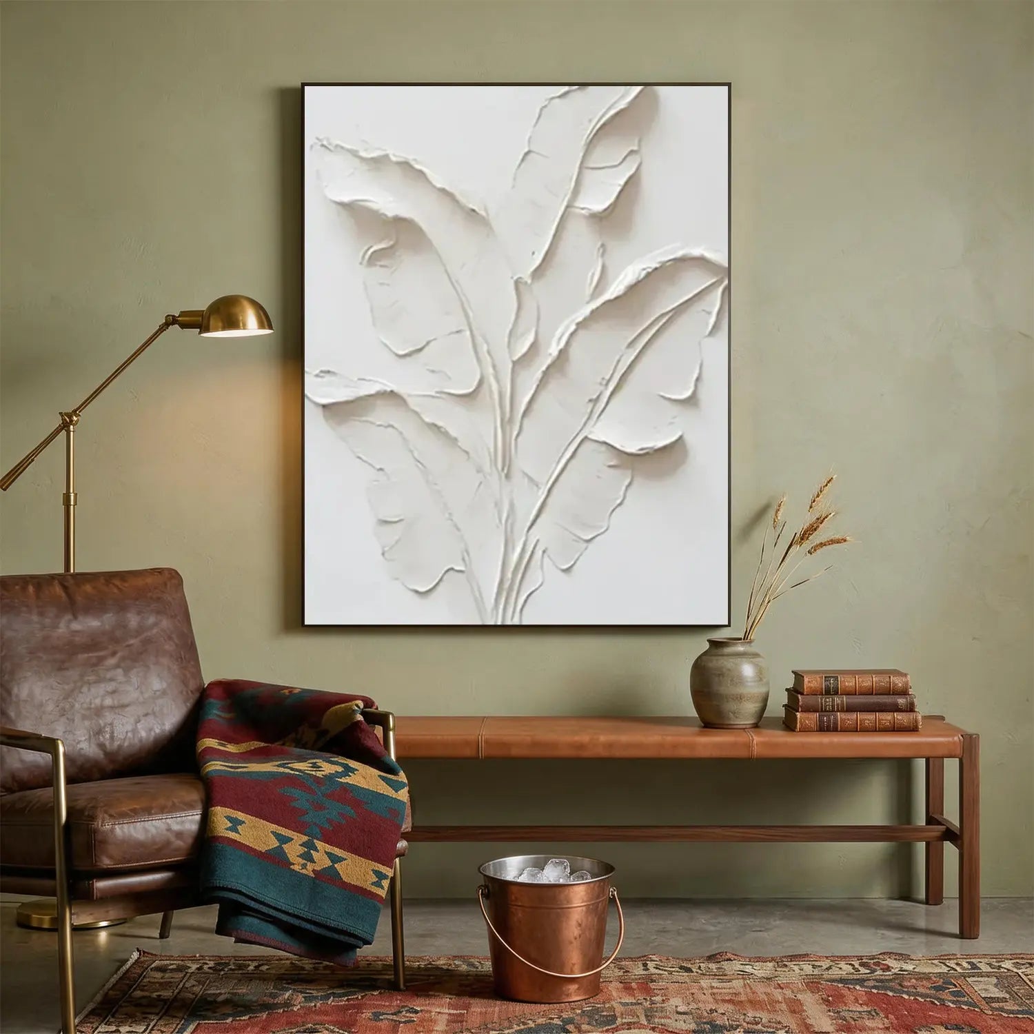 Beige Flower & Tree Abstract Texture Canvas Art