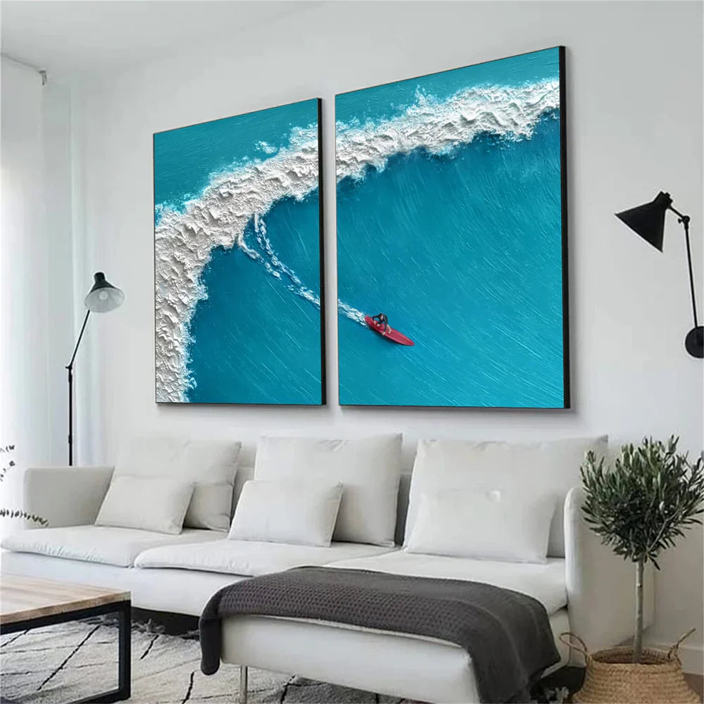Surfing Sport Textured Wall Art Set of 2