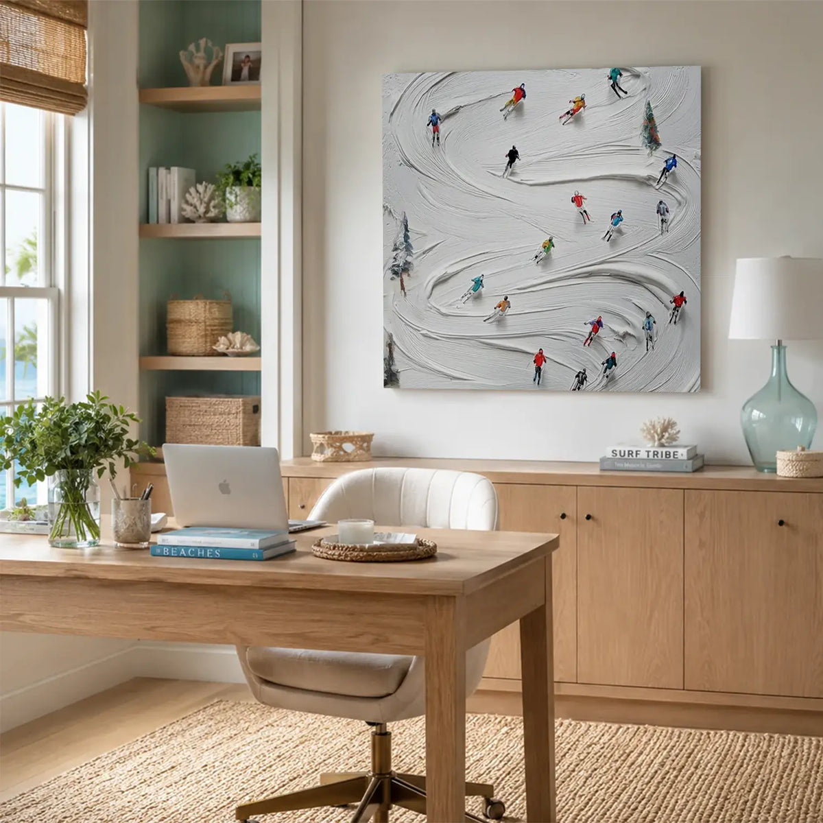 Skiing Sports Textured Wall Art #SC020