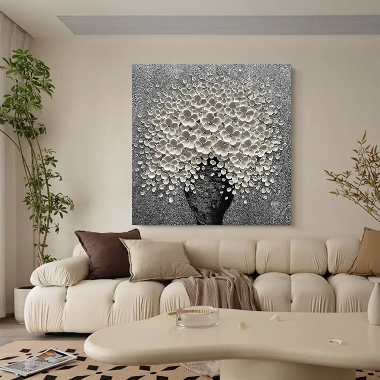 Flower Textured Painting Canvas