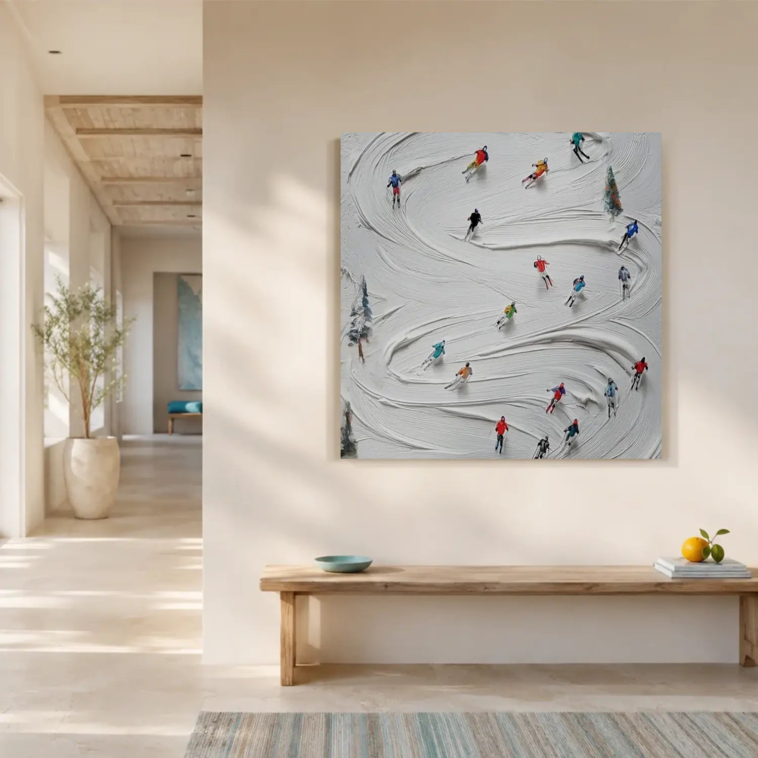 Skiing Sports Textured Wall Art #SC020