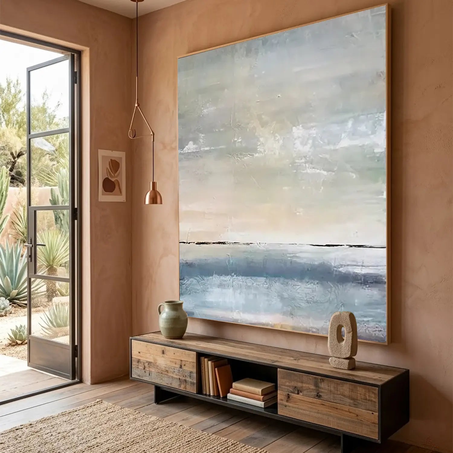 Ocean And Sky Textured Painting Canvas