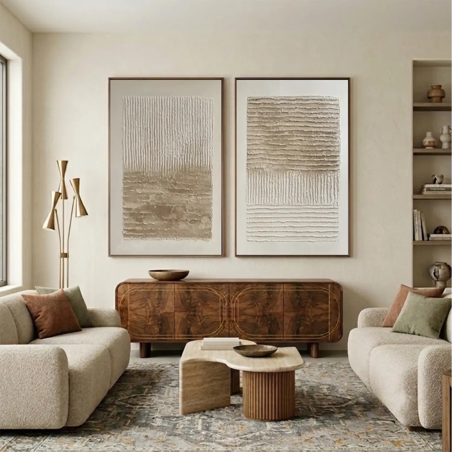 Beige and Brown Wabi Sabi Canvas Art Set of 2