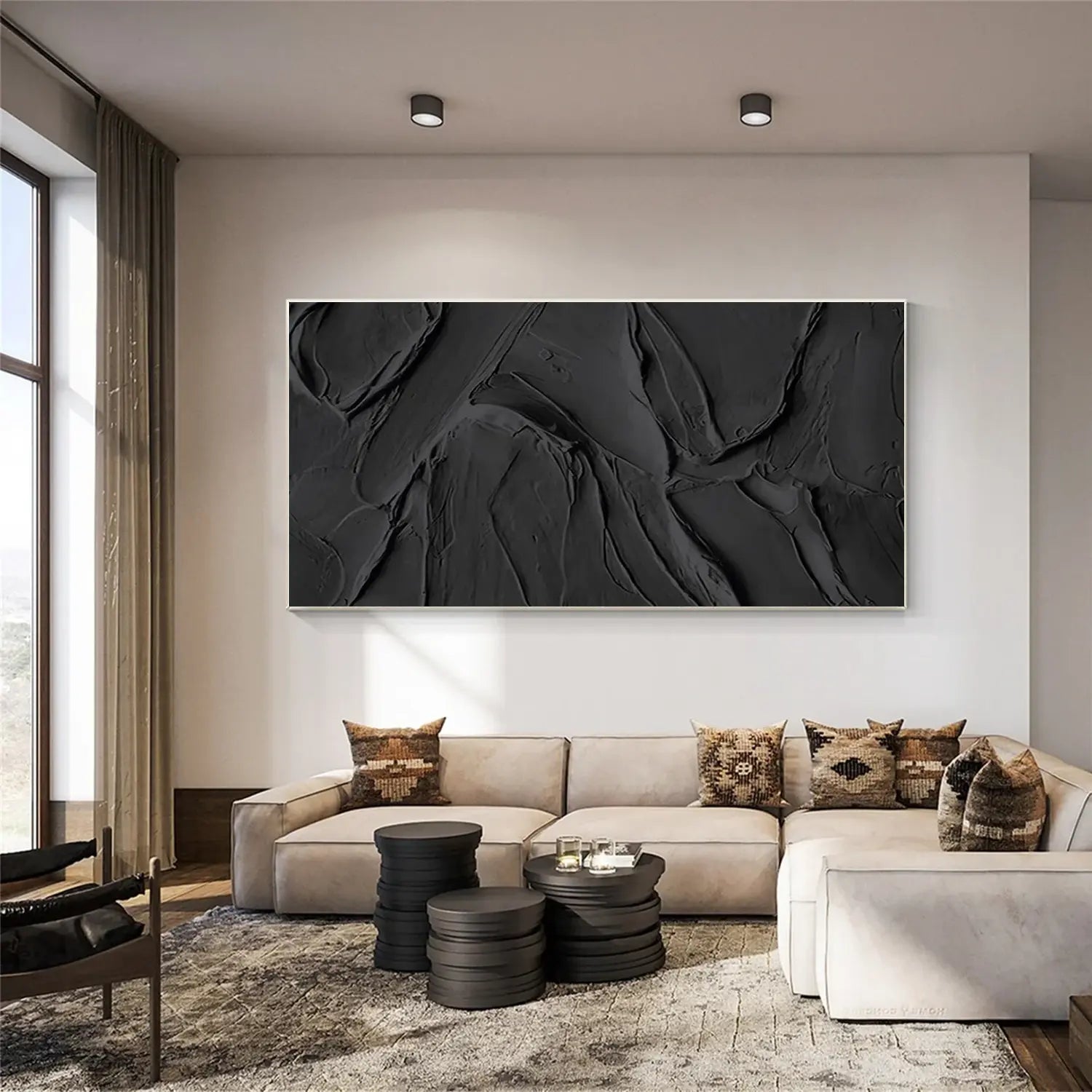 Black Minimalist Textured Canvas Art