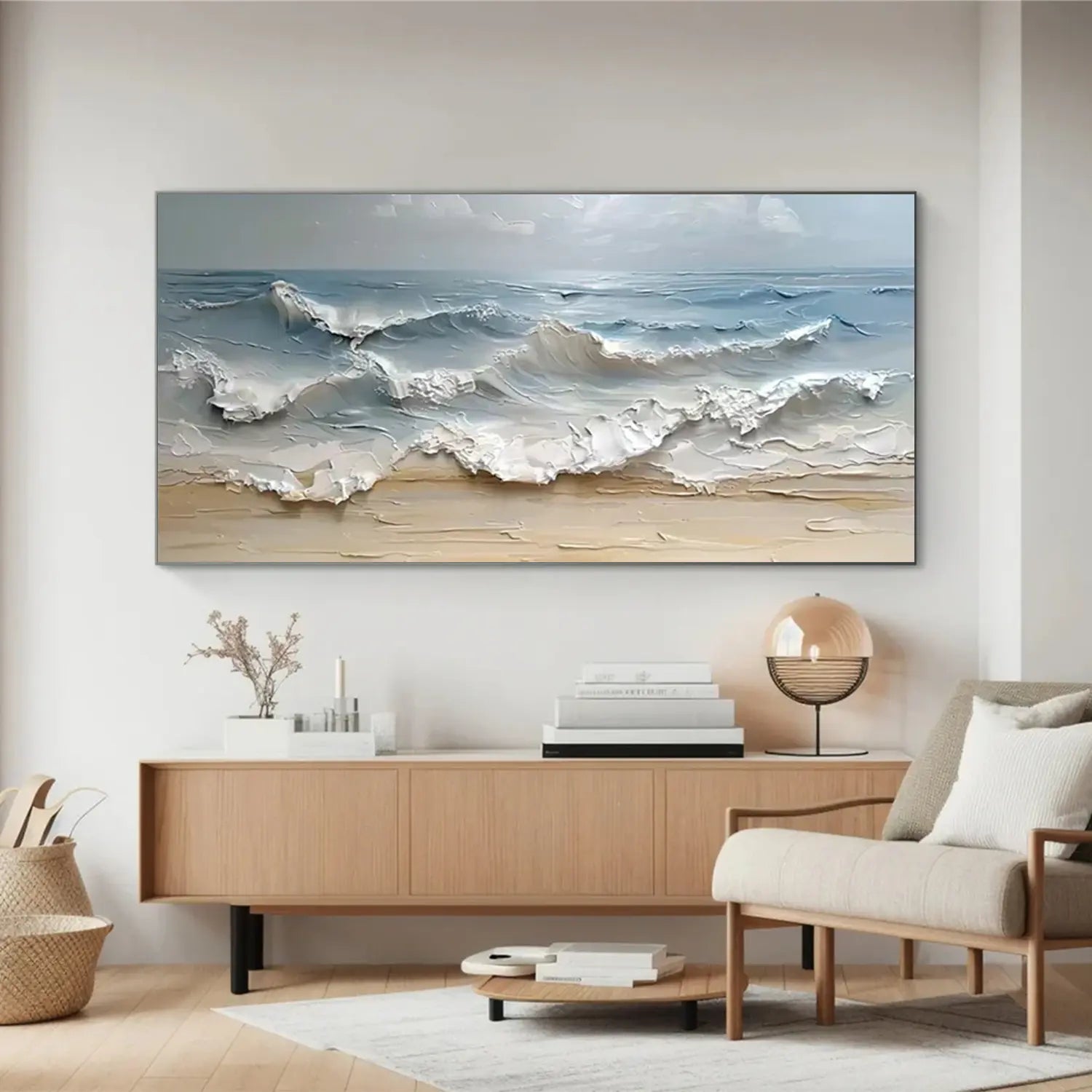Abstract Ocean And Sky Textured Canvas Art
