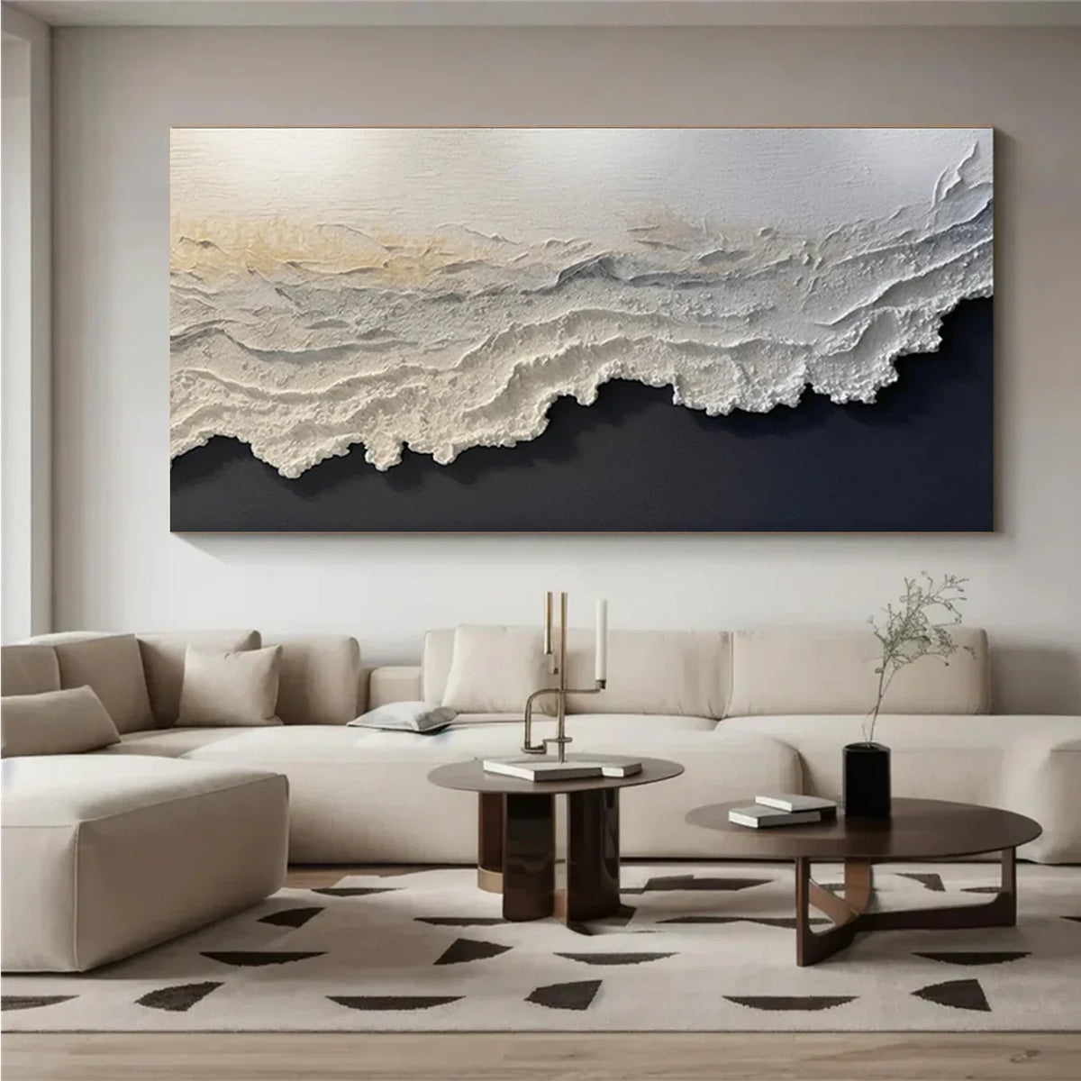 Ocean And Sky Textured Canvas Art #OS073