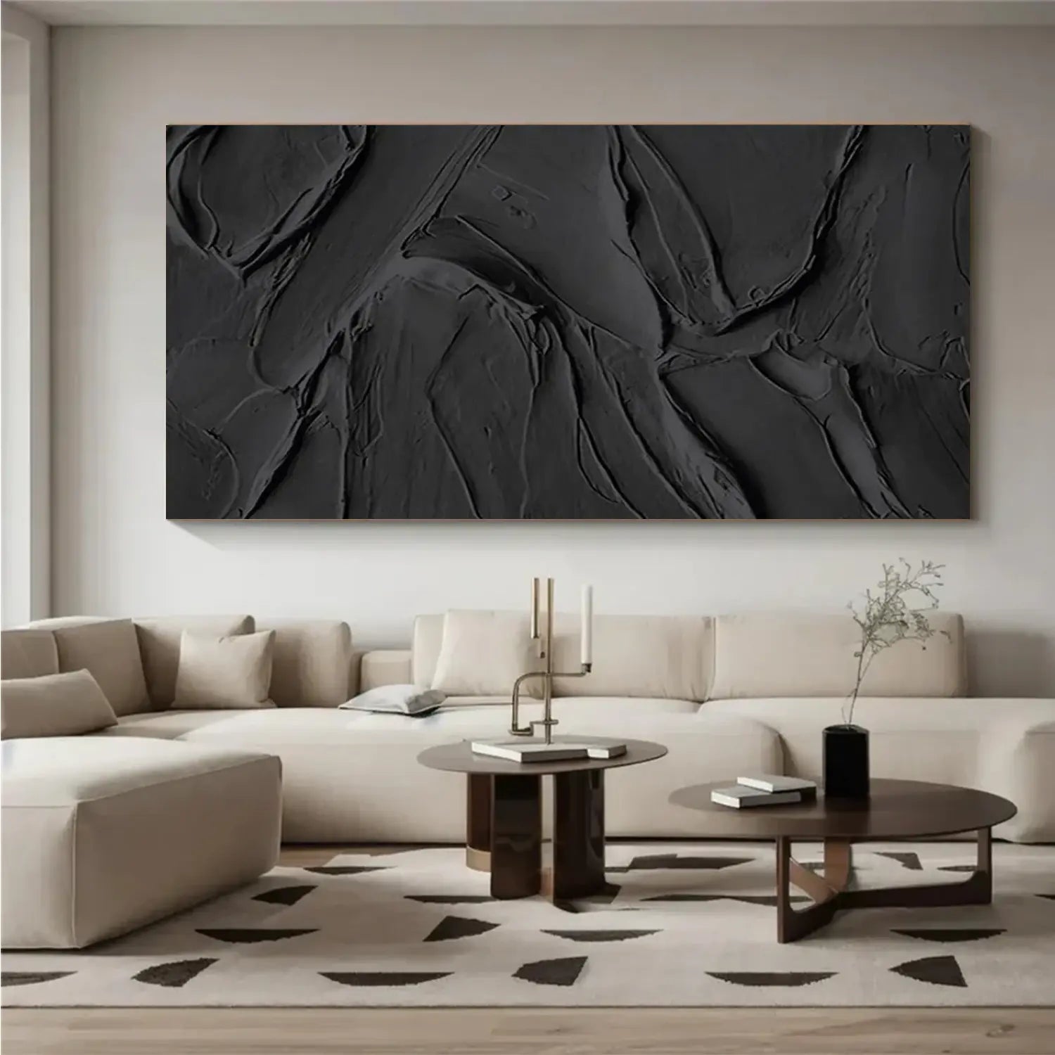 Black Minimalist Textured Canvas Art
