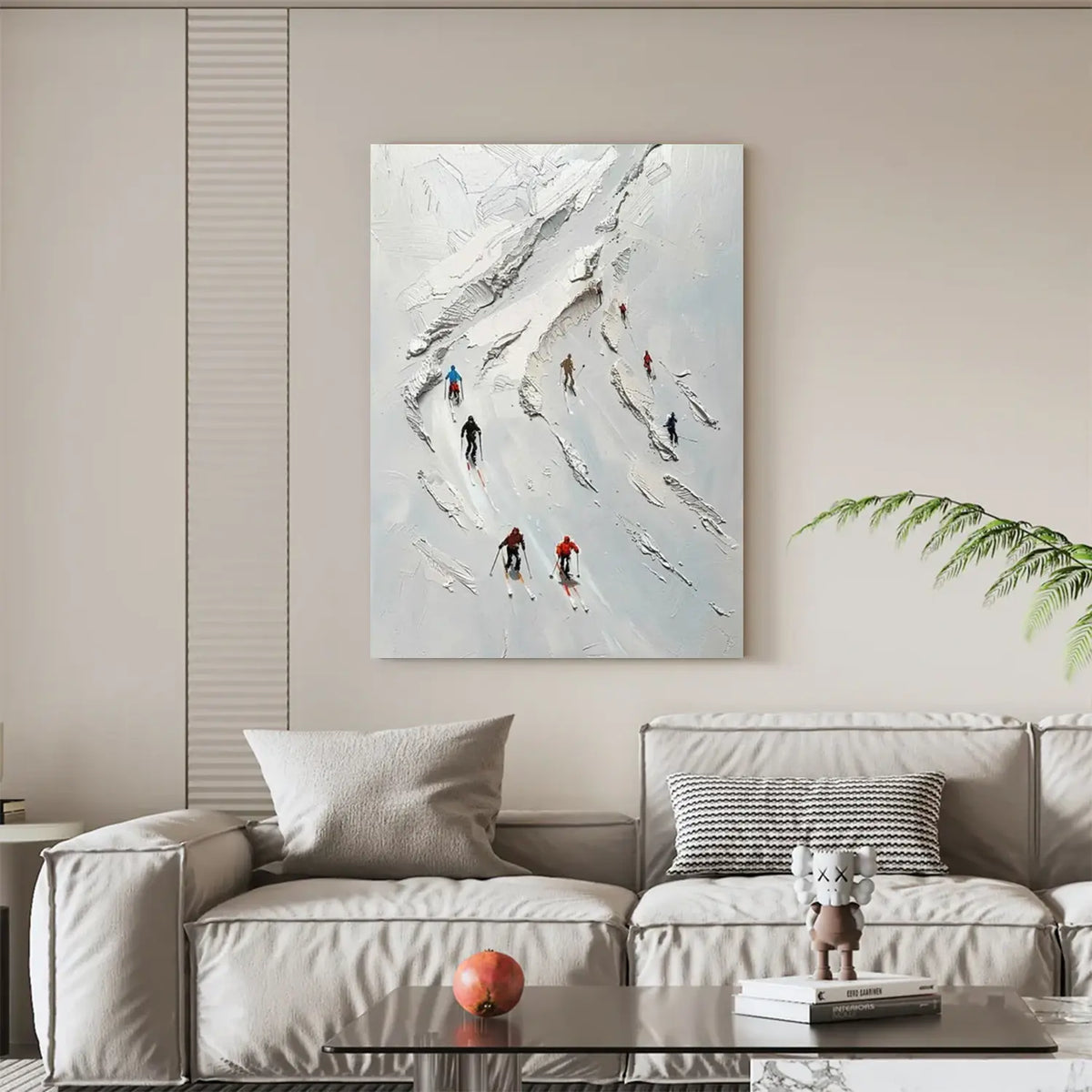 Skiing Sports Textured Wall Art #SC030