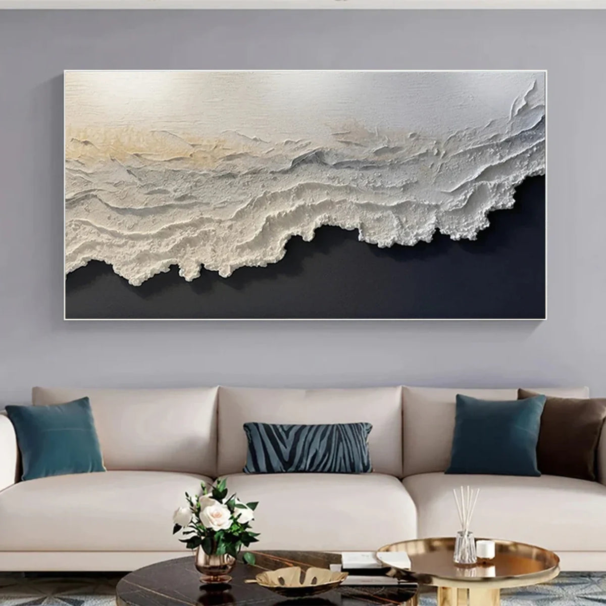Ocean And Sky Textured Canvas Art #OS073