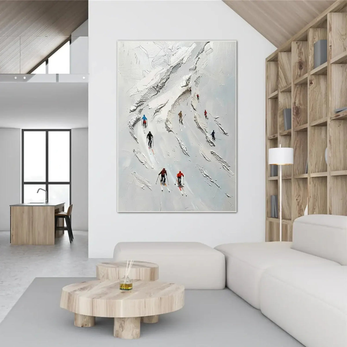 Skiing Sports Textured Wall Art #SC030