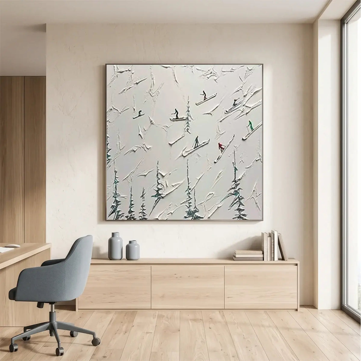 Skiing Sports Textured Wall Art #SC019