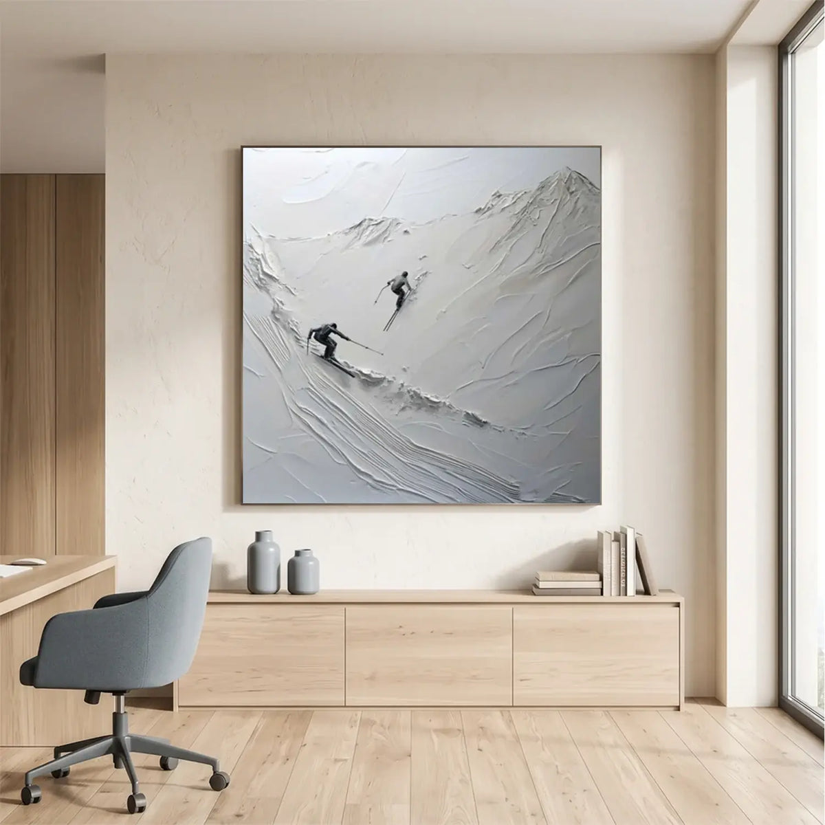 Skiing Sports Textured Wall Art #SC027
