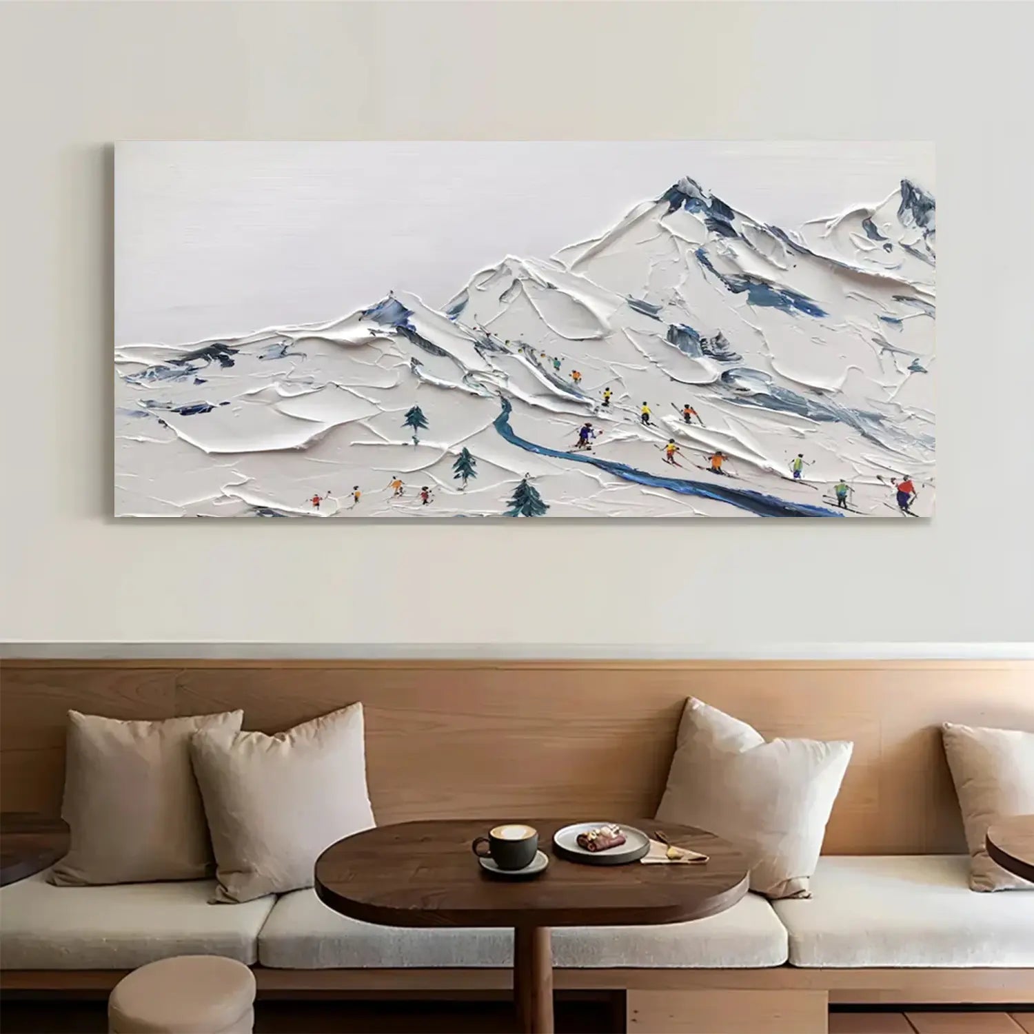 Skiing Sport Textured Canvas Painting