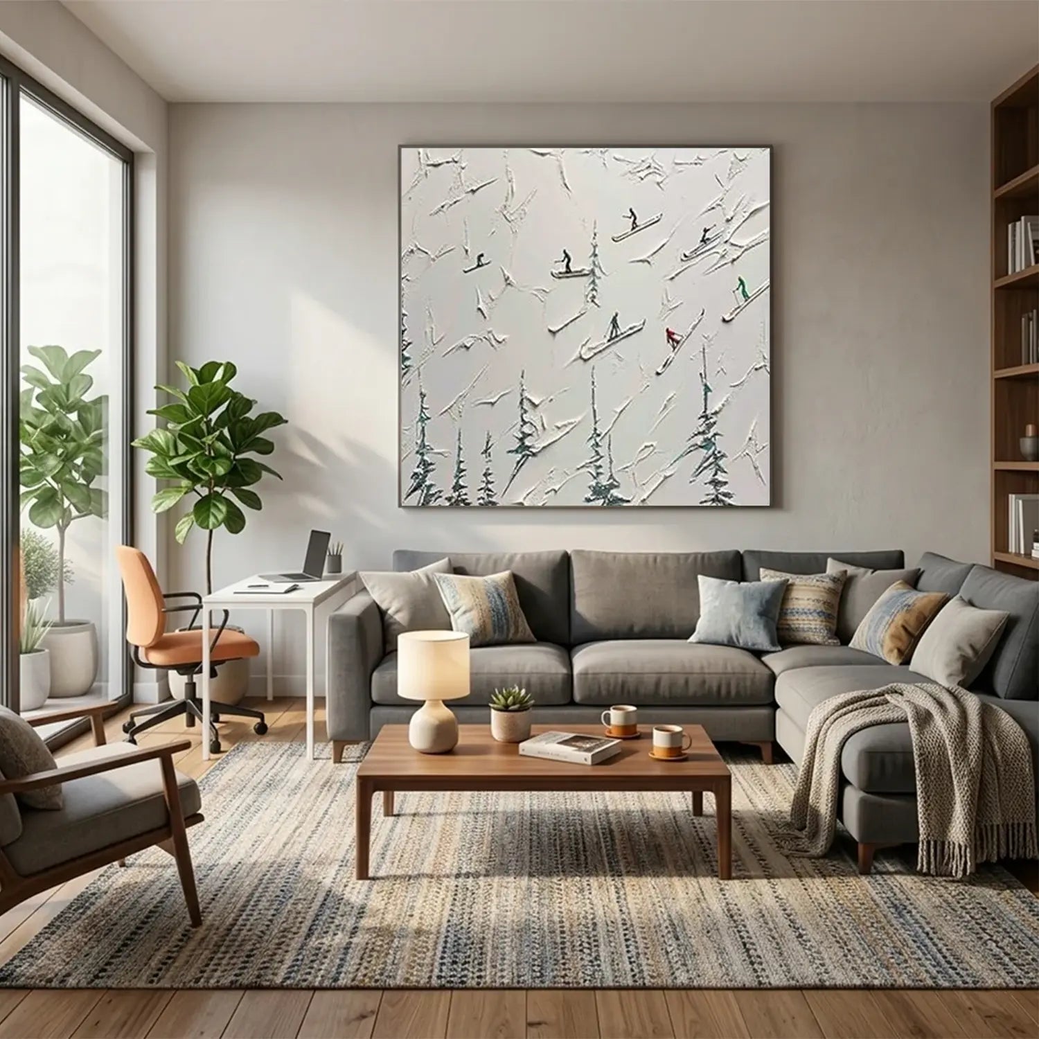 Skiing Sports Textured Wall Art #SC019