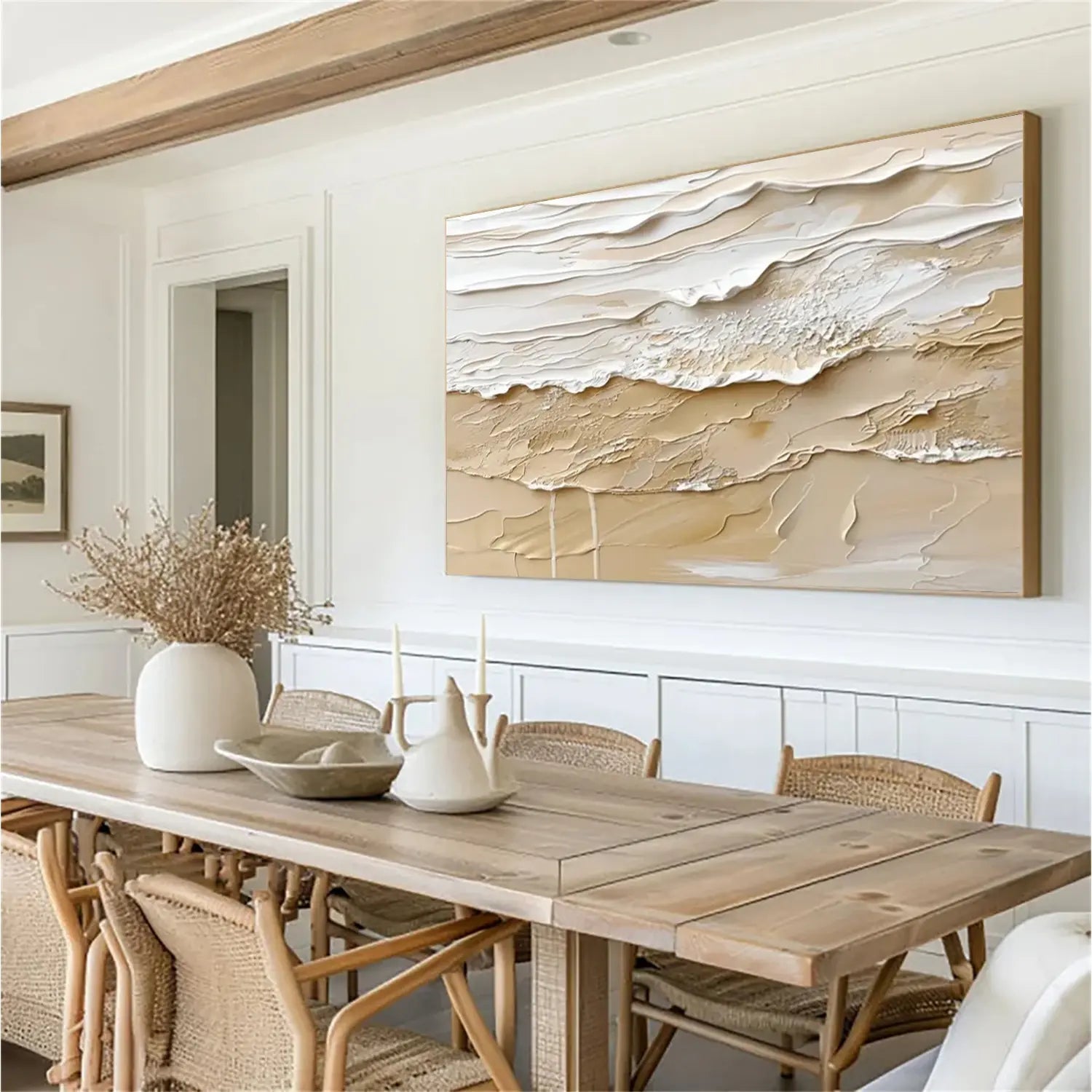 Beige and Brown Sea & Sky Abstract Textured Wall Art