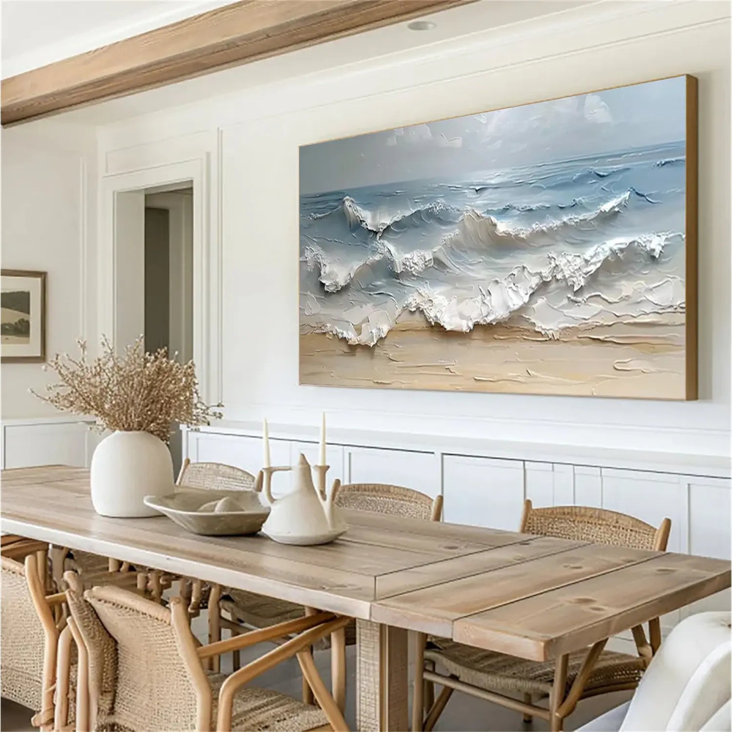 Abstract Ocean And Sky Textured Canvas Art