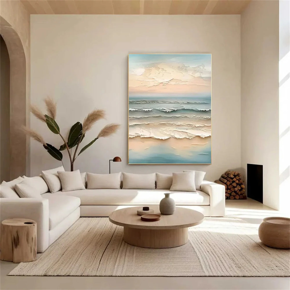 Ocean And Sky Textured Canvas Art #OS076