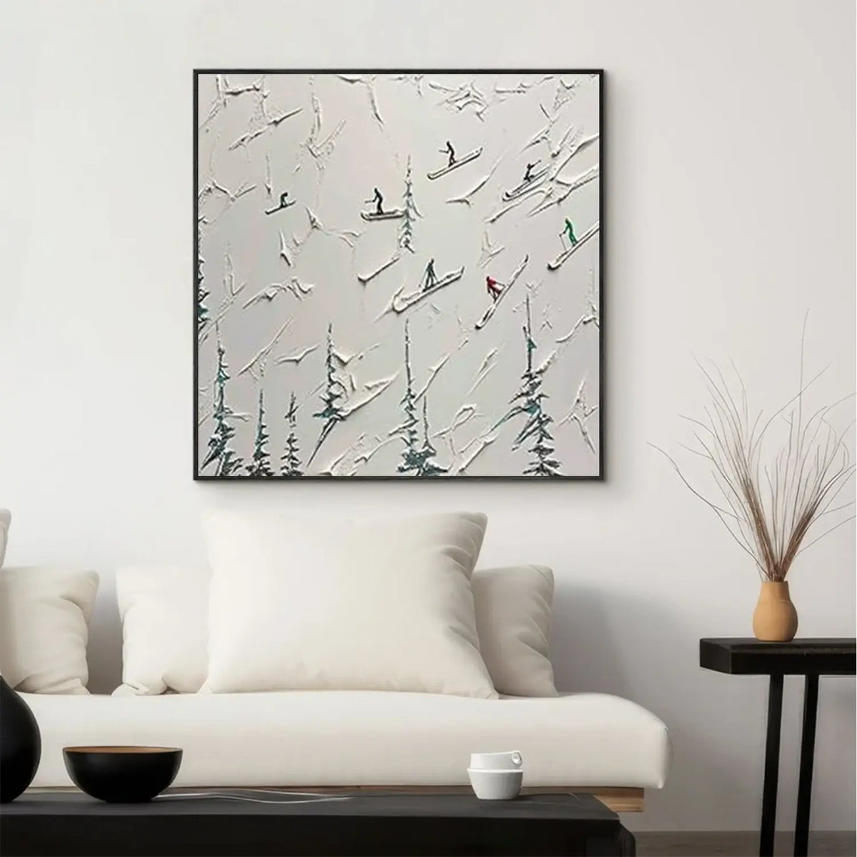 Skiing Sports Textured Wall Art #SC019