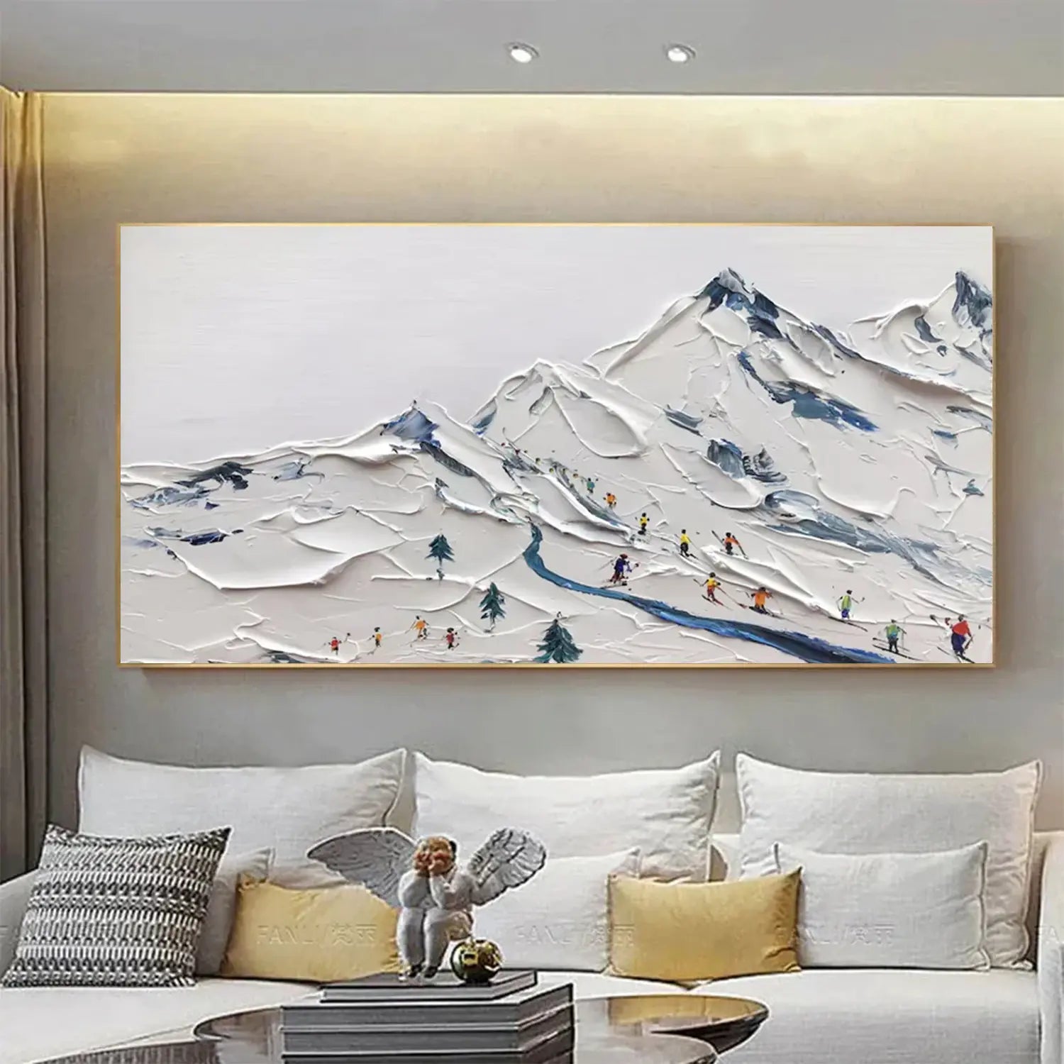 Skiing Sport Textured Canvas Painting