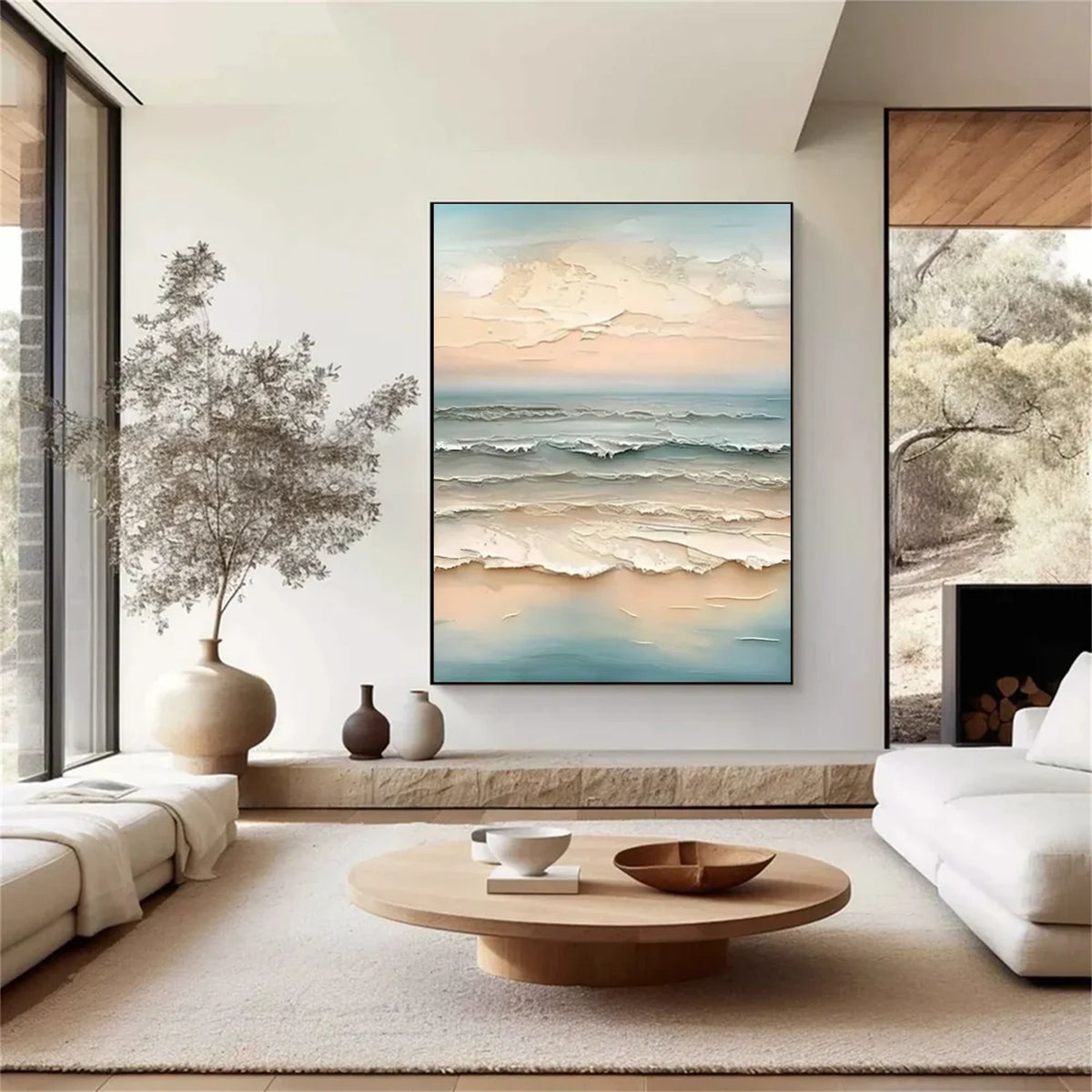 Ocean And Sky Textured Canvas Art #OS076