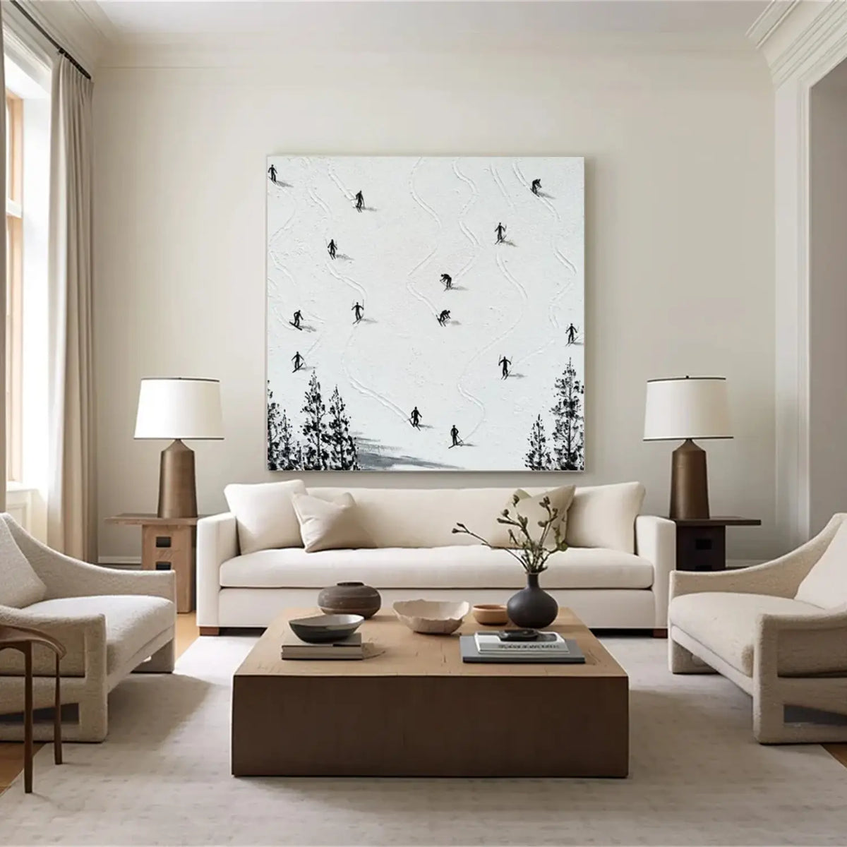 Skiing Sports Textured Wall Art #SC026