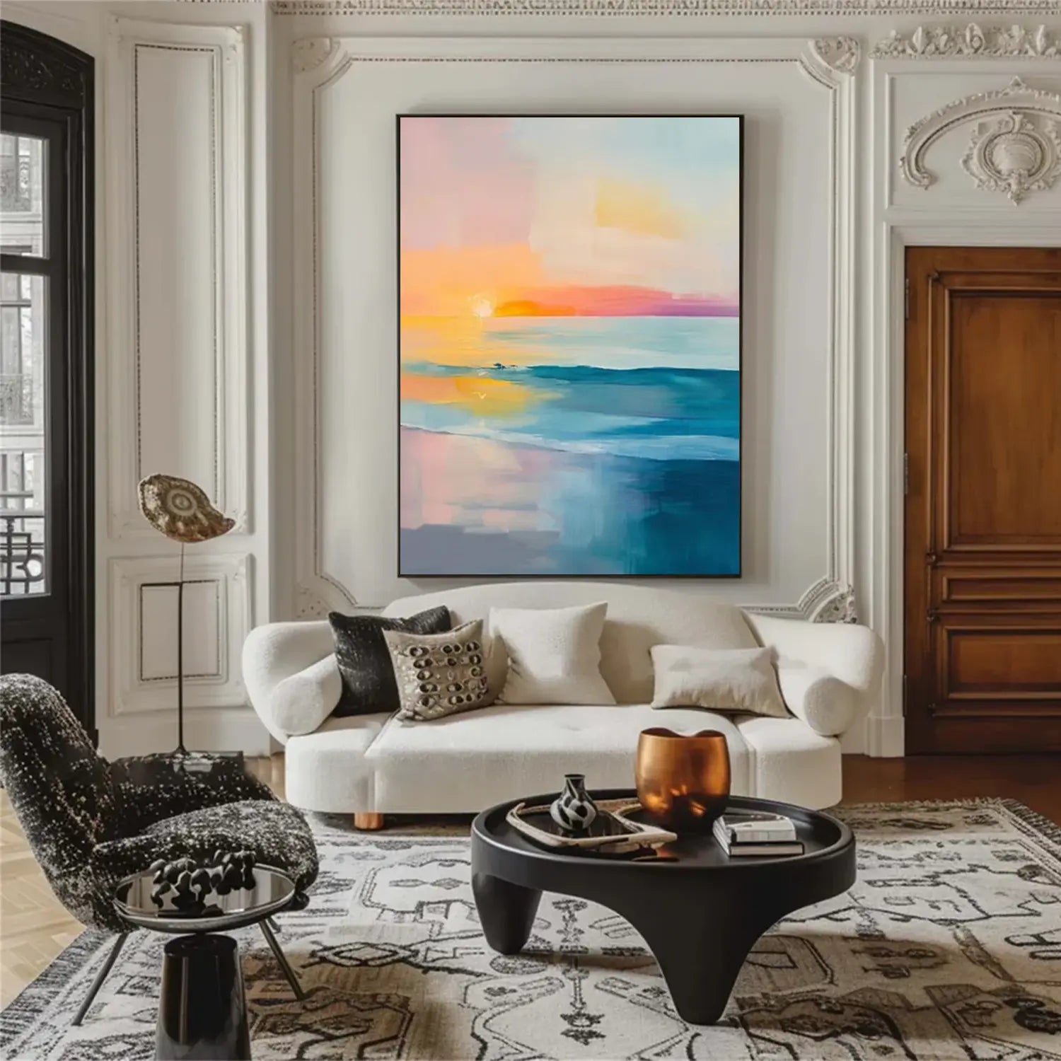 Colorful Ocean And Sky Abstract Wall Art #OS050