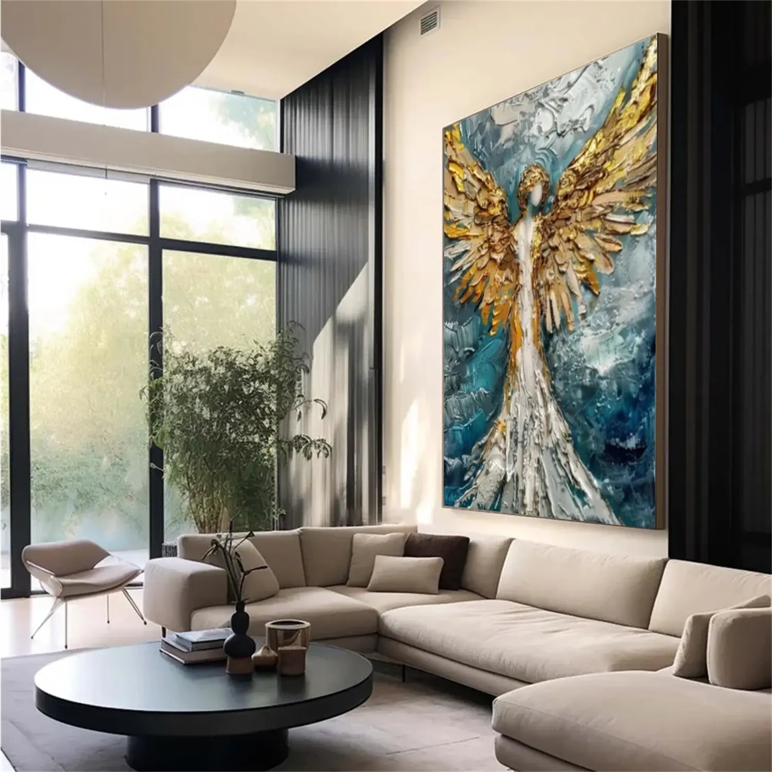 Abstract Angel Portrait Textured Canvas Art #LA003