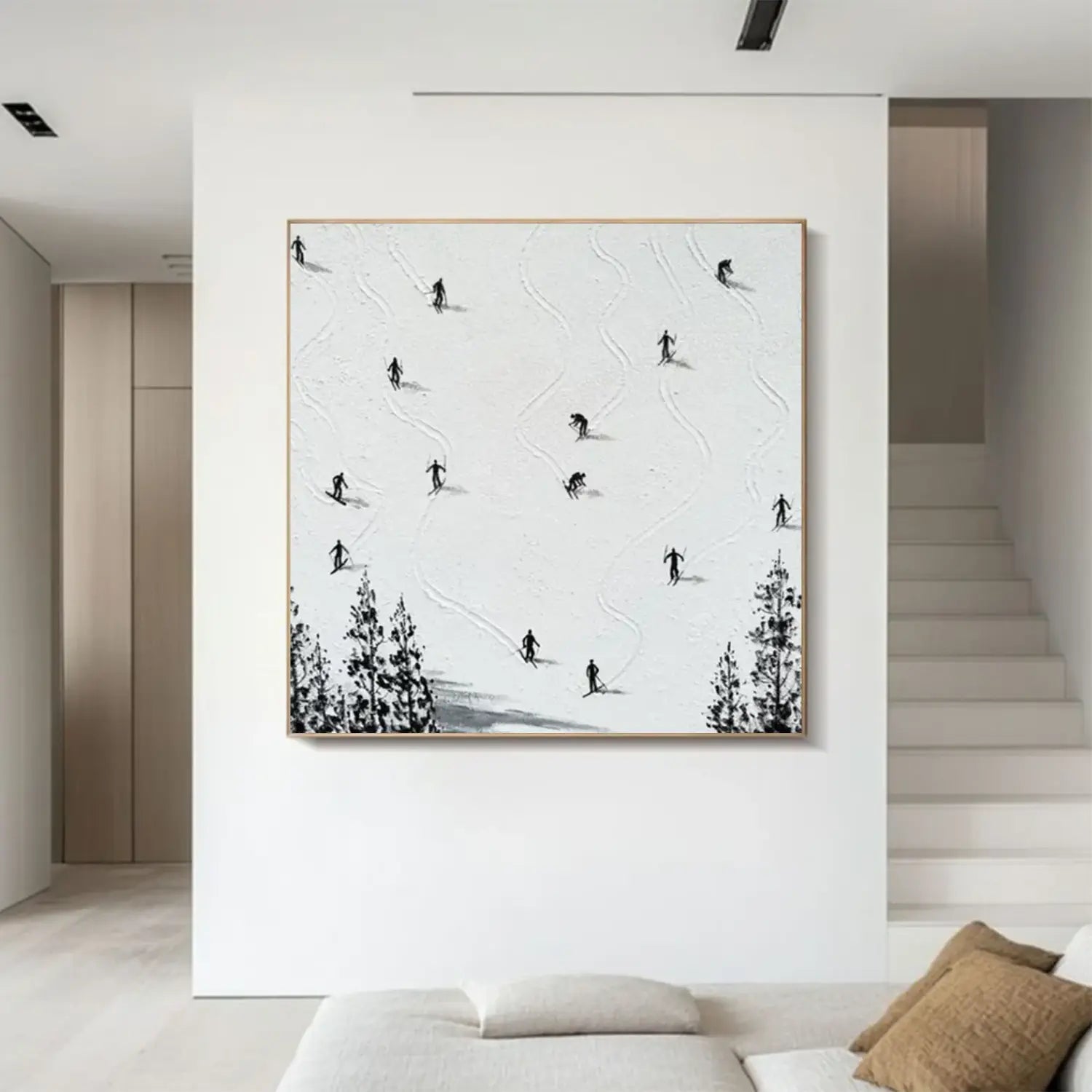 Skiing Sports Textured Wall Art #SC026