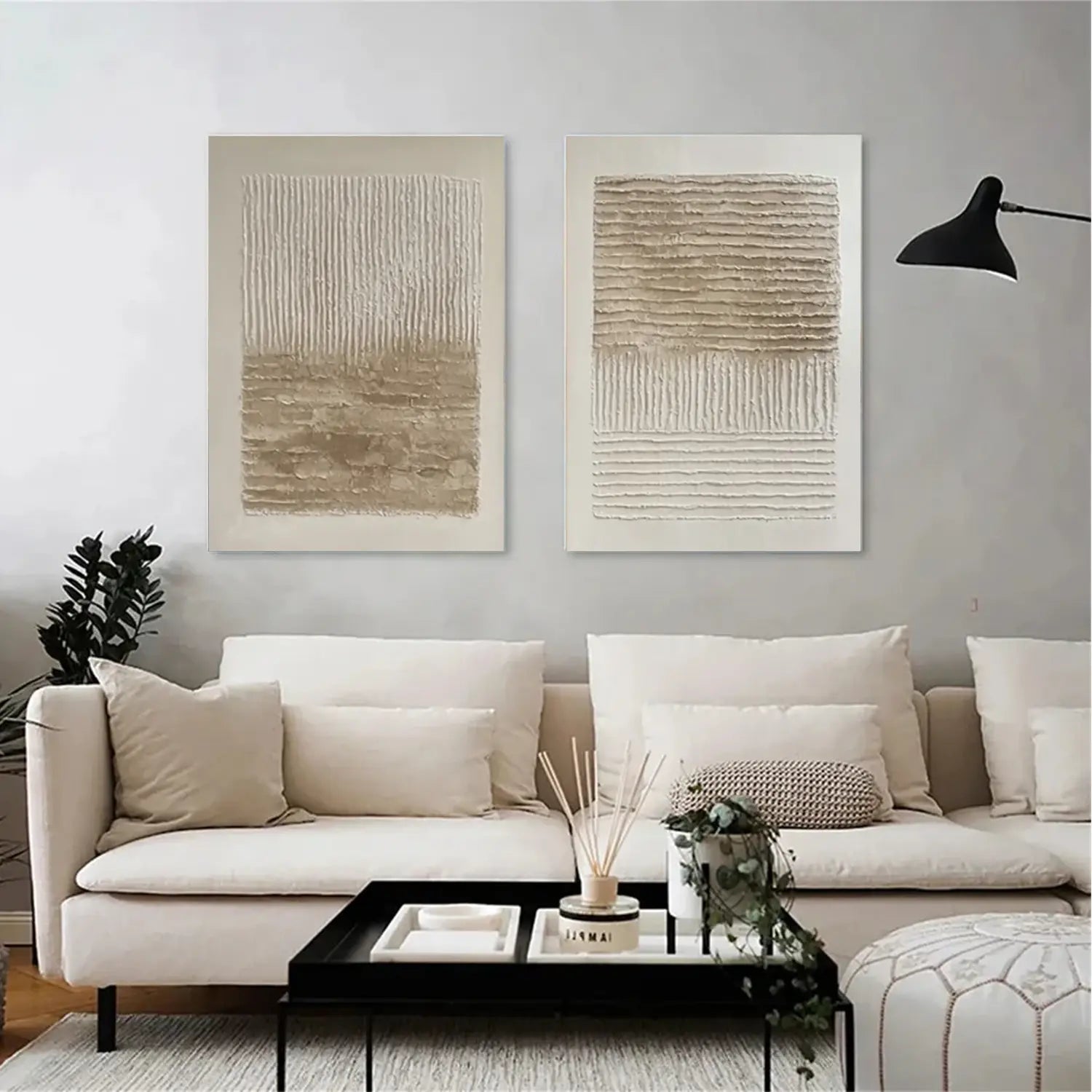 Beige and Brown Wabi Sabi Canvas Art Set of 2