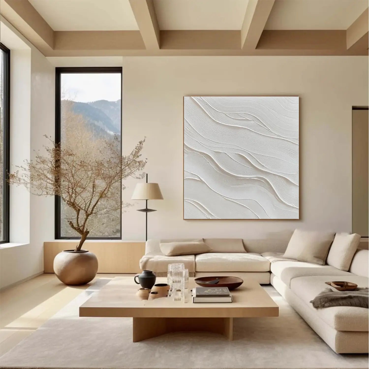 White Minimalist Textured Canvas Art #MW009