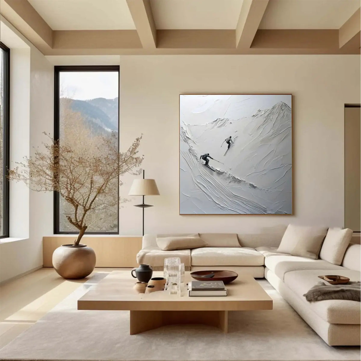 Skiing Sports Textured Wall Art #SC027