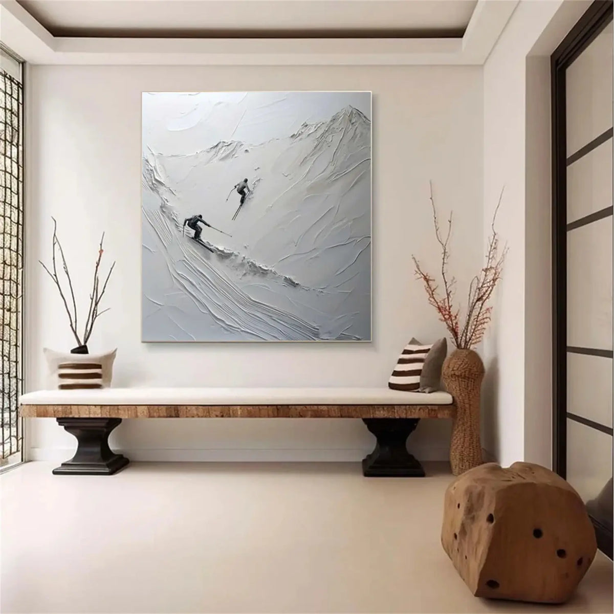 Skiing Sports Textured Wall Art #SC027