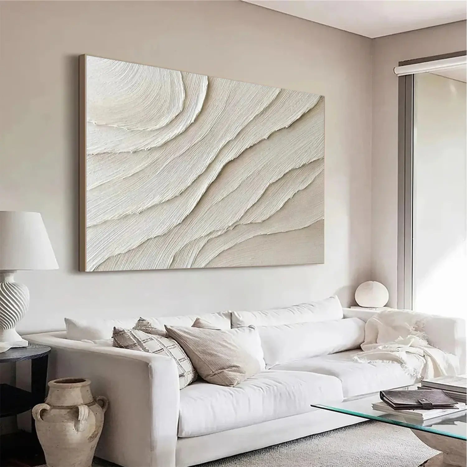 White Minimalist Textured Canvas #MW014
