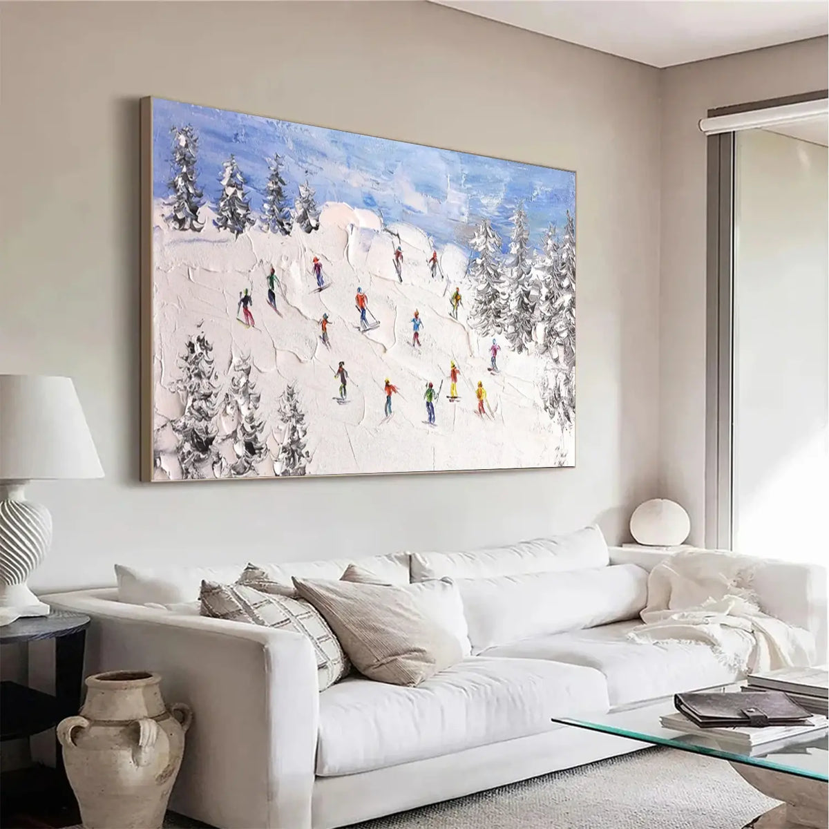 Skiing Sports Textured Wall Art #SC032