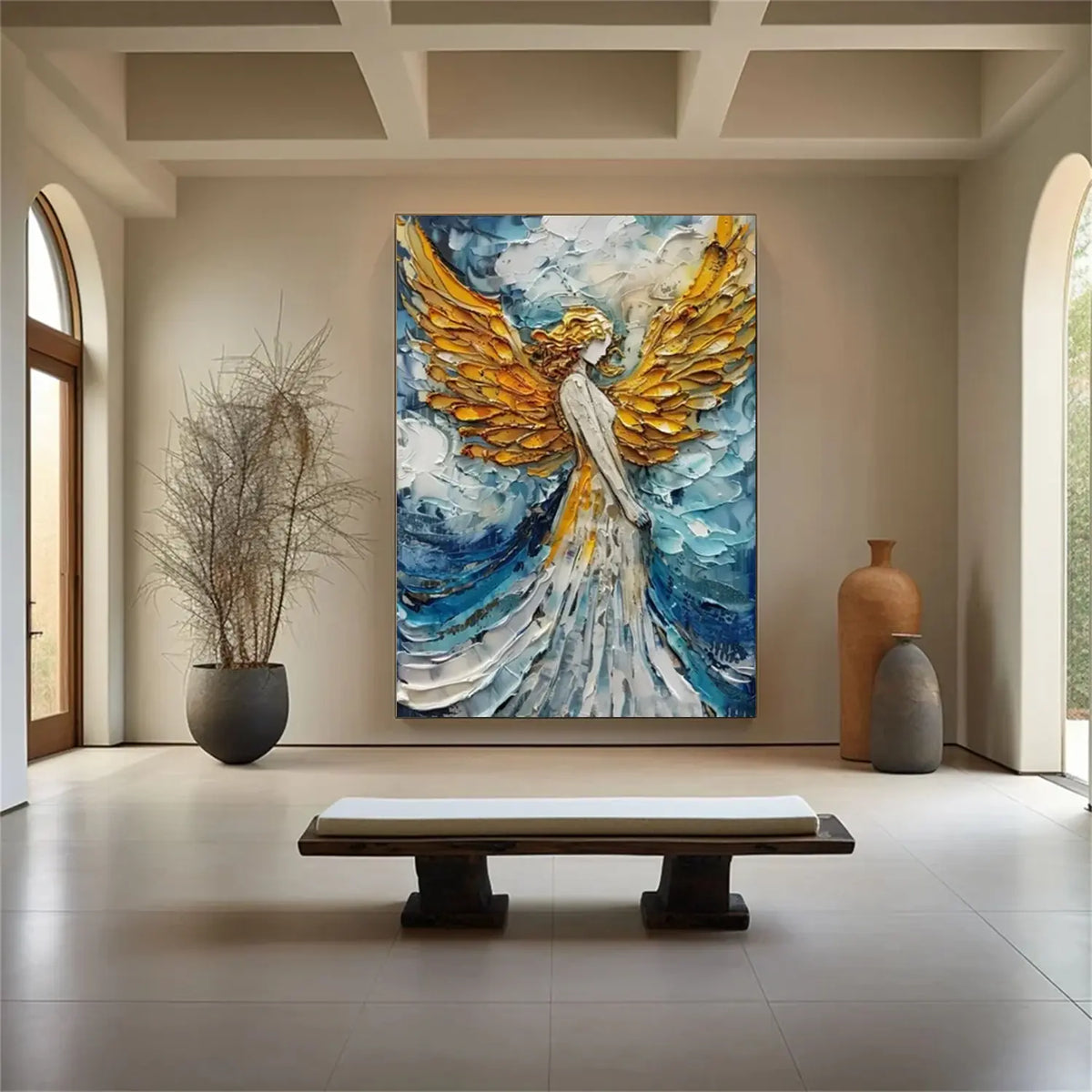 Abstract Angel Portrait Textured Canvas Art #LA002