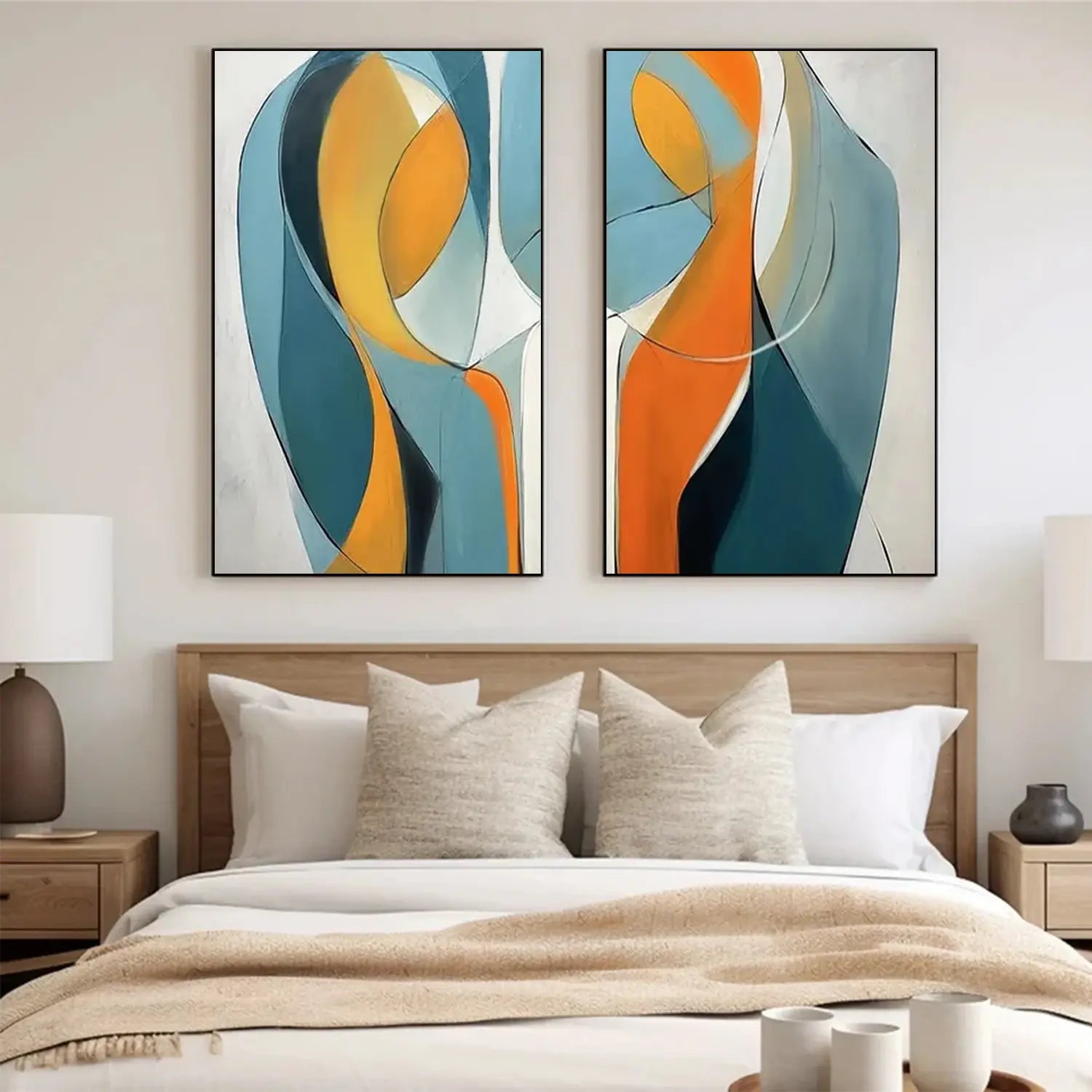 Contemporary Abstract Minimalist Set of 2 Wall Art