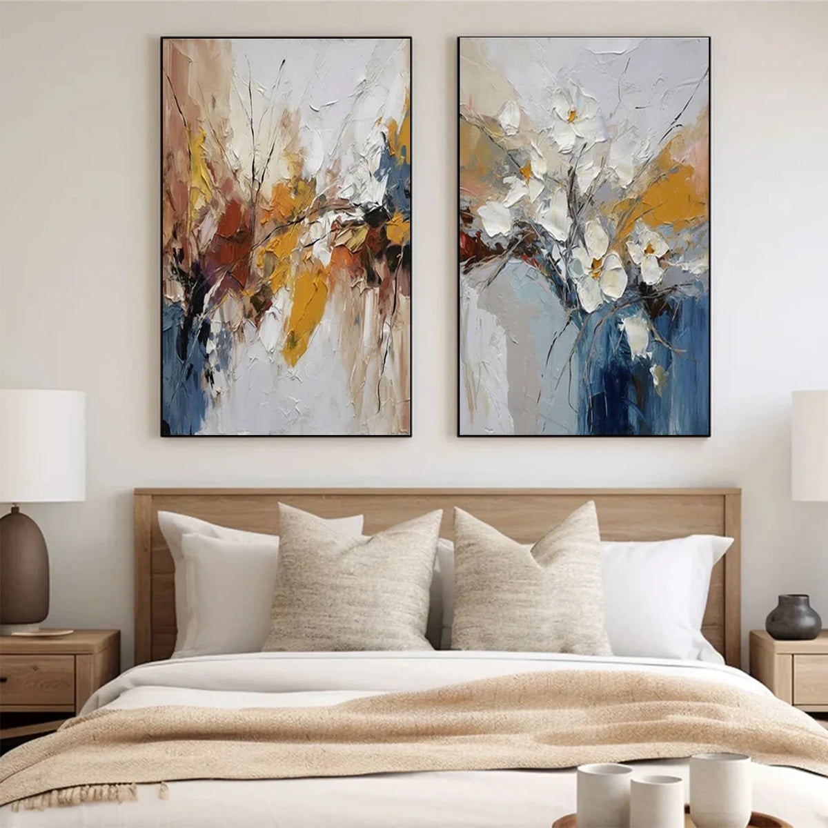 Abstract Flower And Tree Textured Canvas Art Set of 2 #FT068