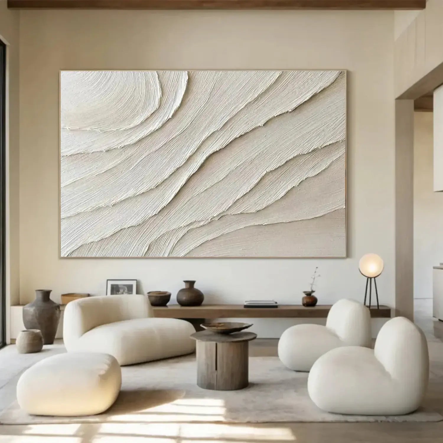 White Minimalist Textured Canvas #MW014