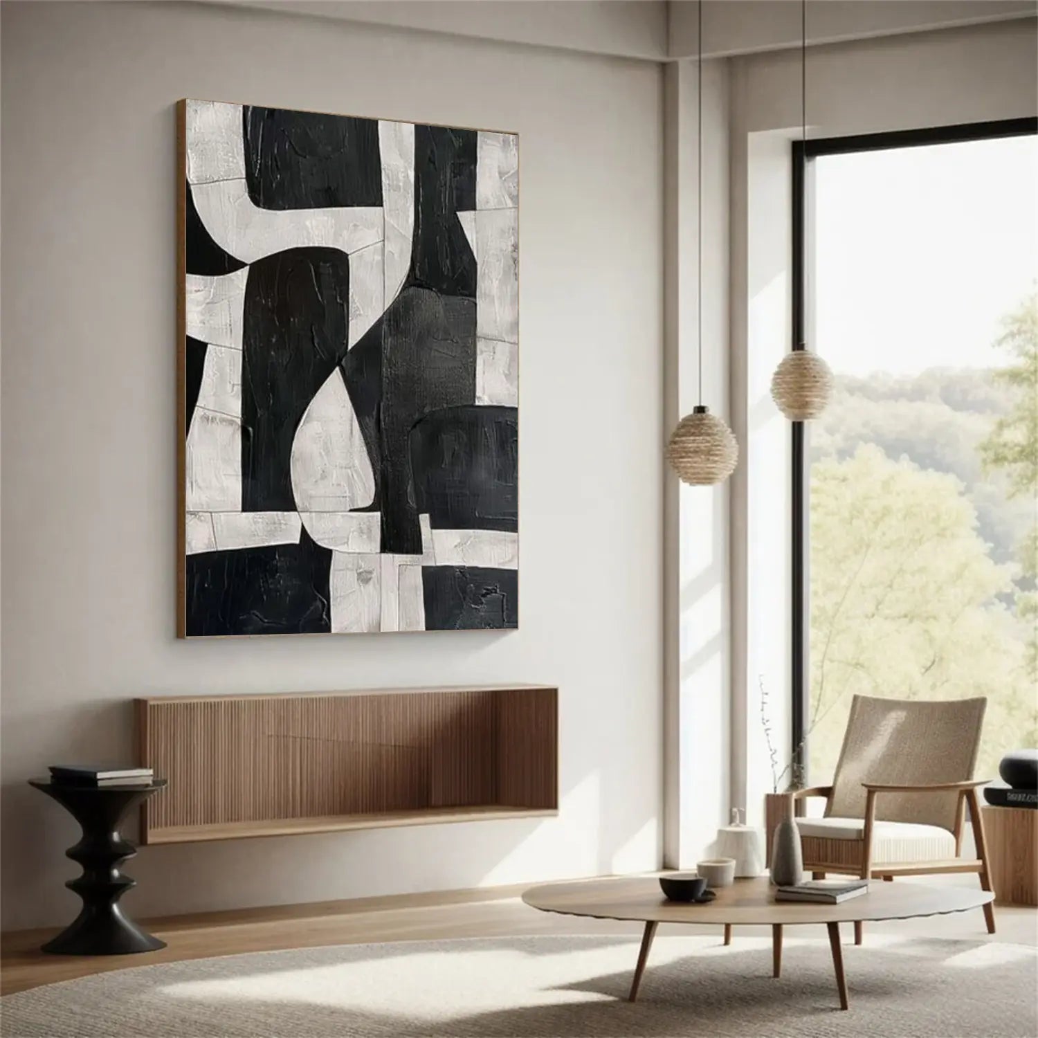 Black and White Wabi Sabi Textured Canvas Art #WS032