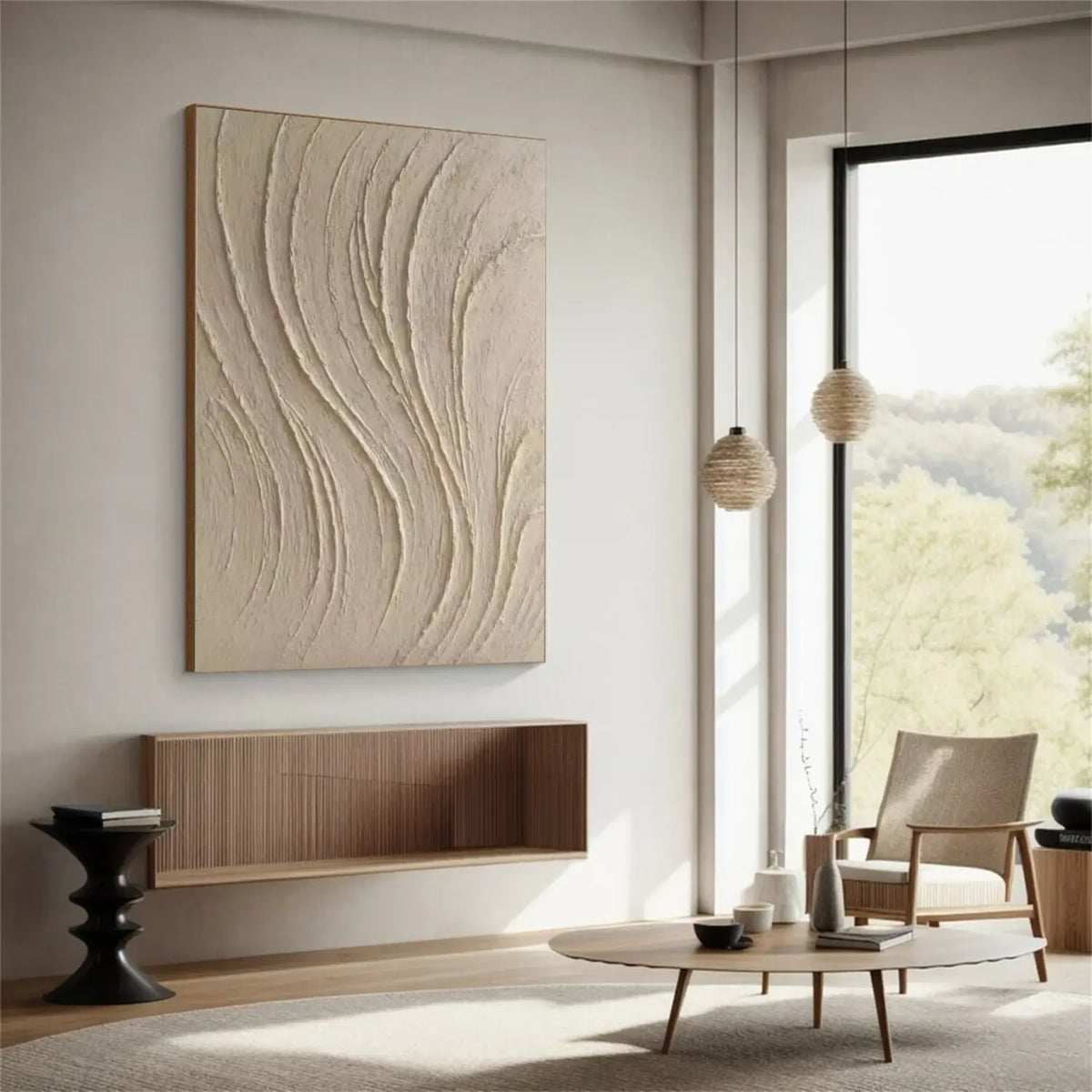 White Minimalist Textured Canvas Art #MW013