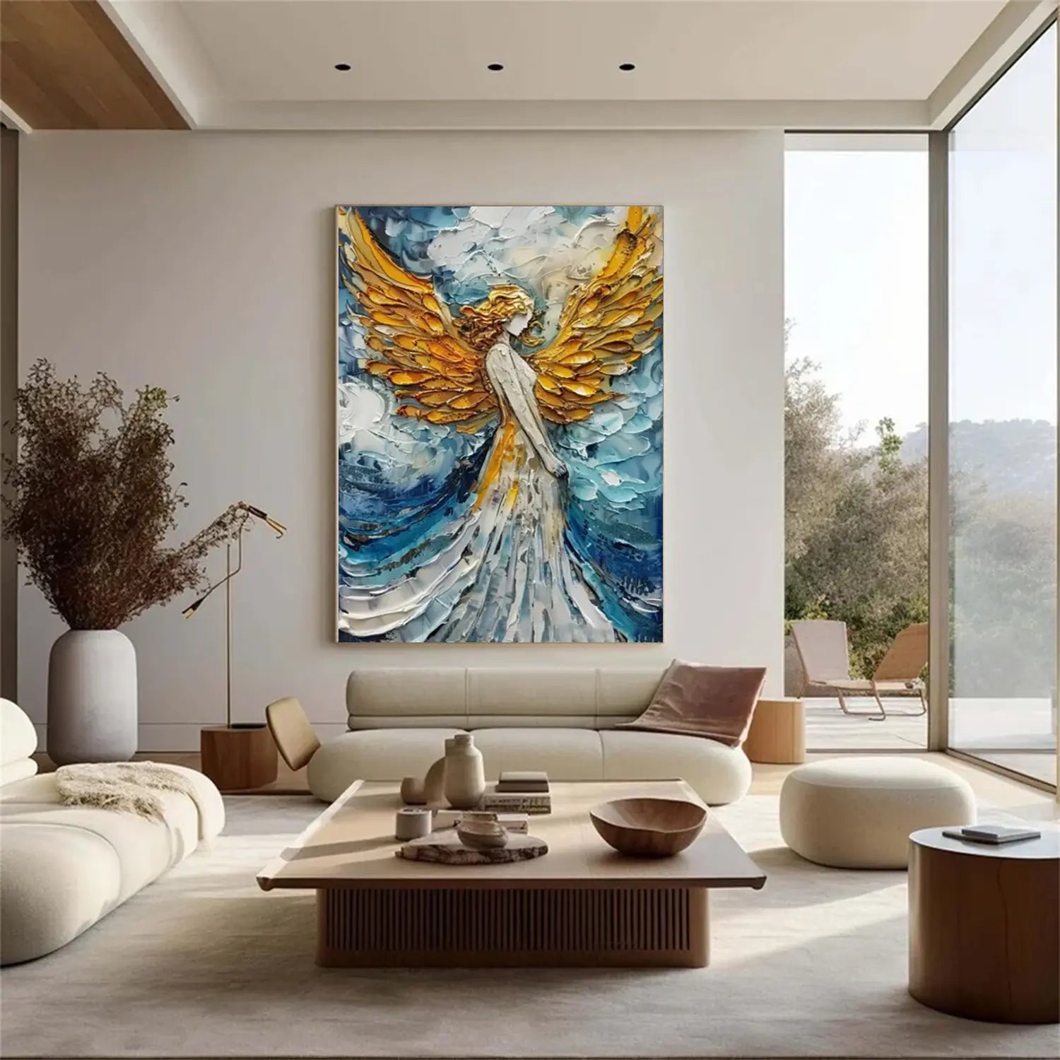 Abstract Angel Portrait Textured Canvas Art #LA002