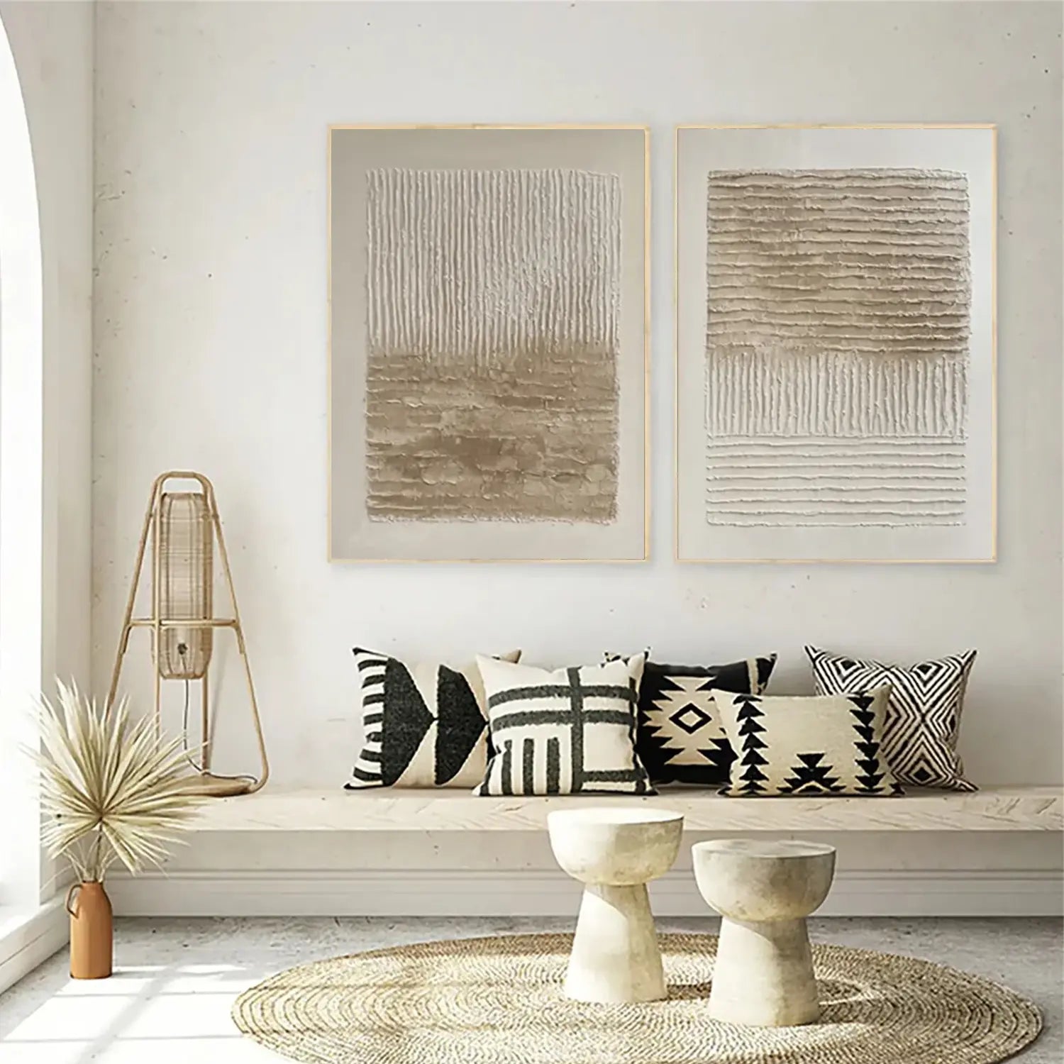 Beige and Brown Wabi Sabi Canvas Art Set of 2