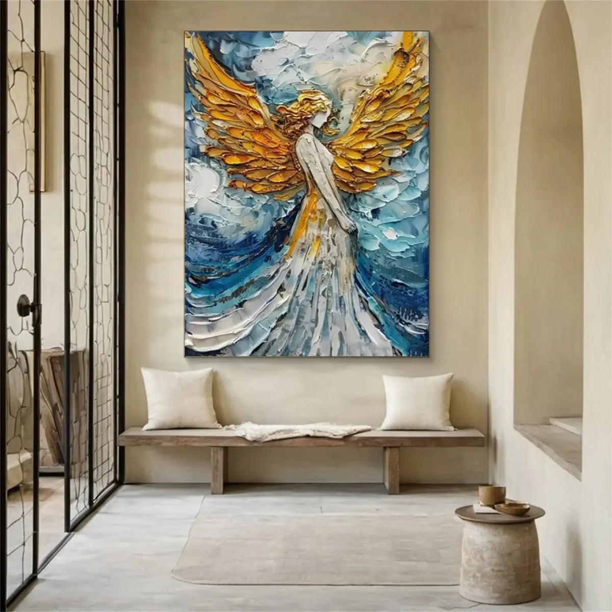 Abstract Angel Portrait Textured Canvas Art #LA002